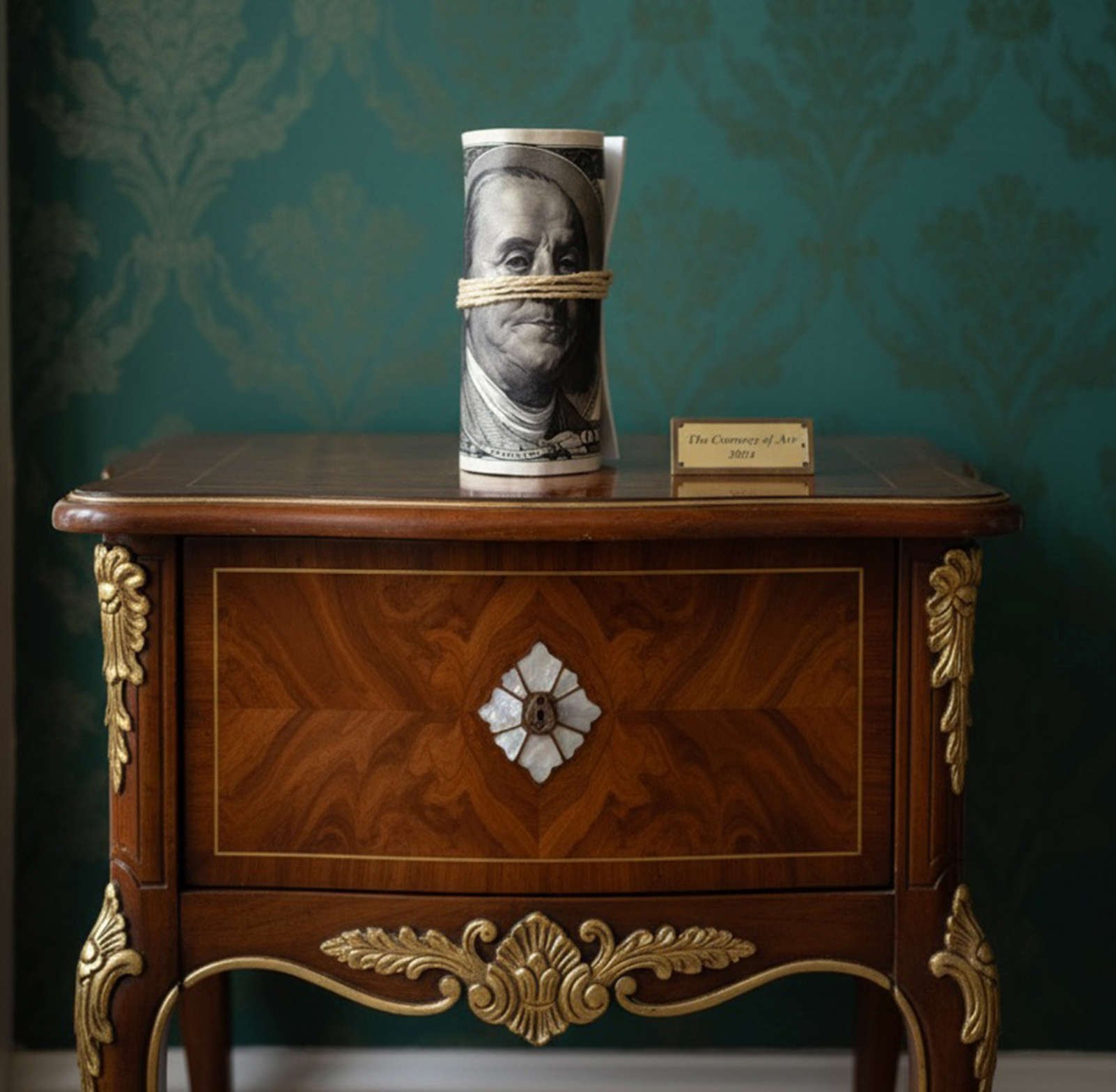Sculpture froissé - Rouleau de Dollar "Franklin"