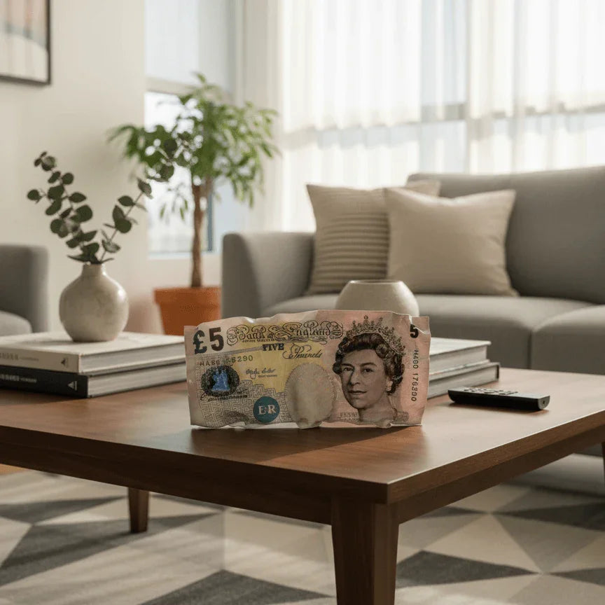 Tableau froissé – Billet 5 Livres Reine Elizabeth II