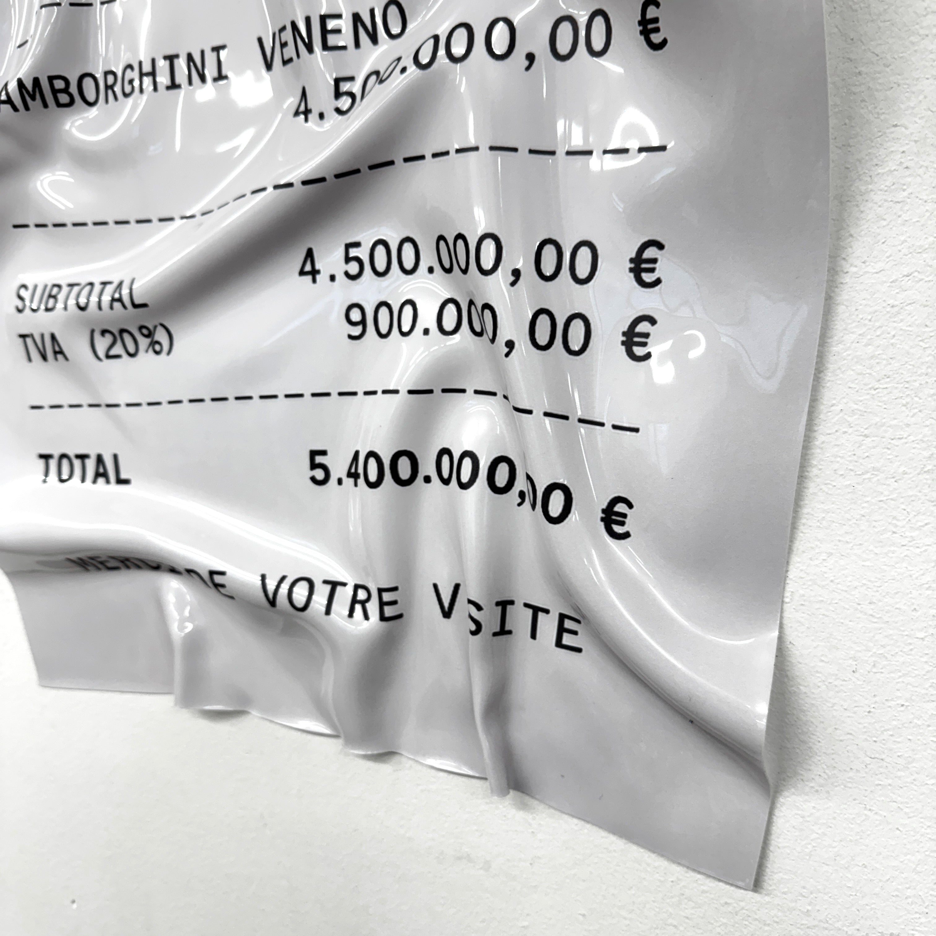 Tableau froissé - Reçu Lamborghini "Veneno"