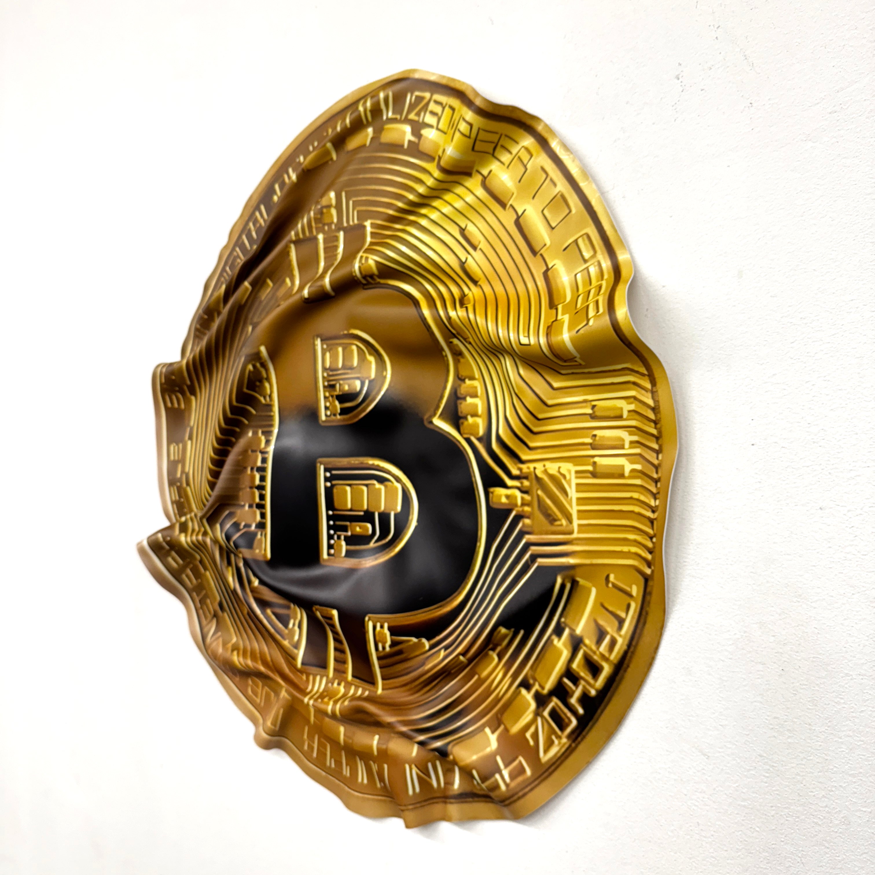 Tableau froissé - Pièce Bitcoin "Or numérique"