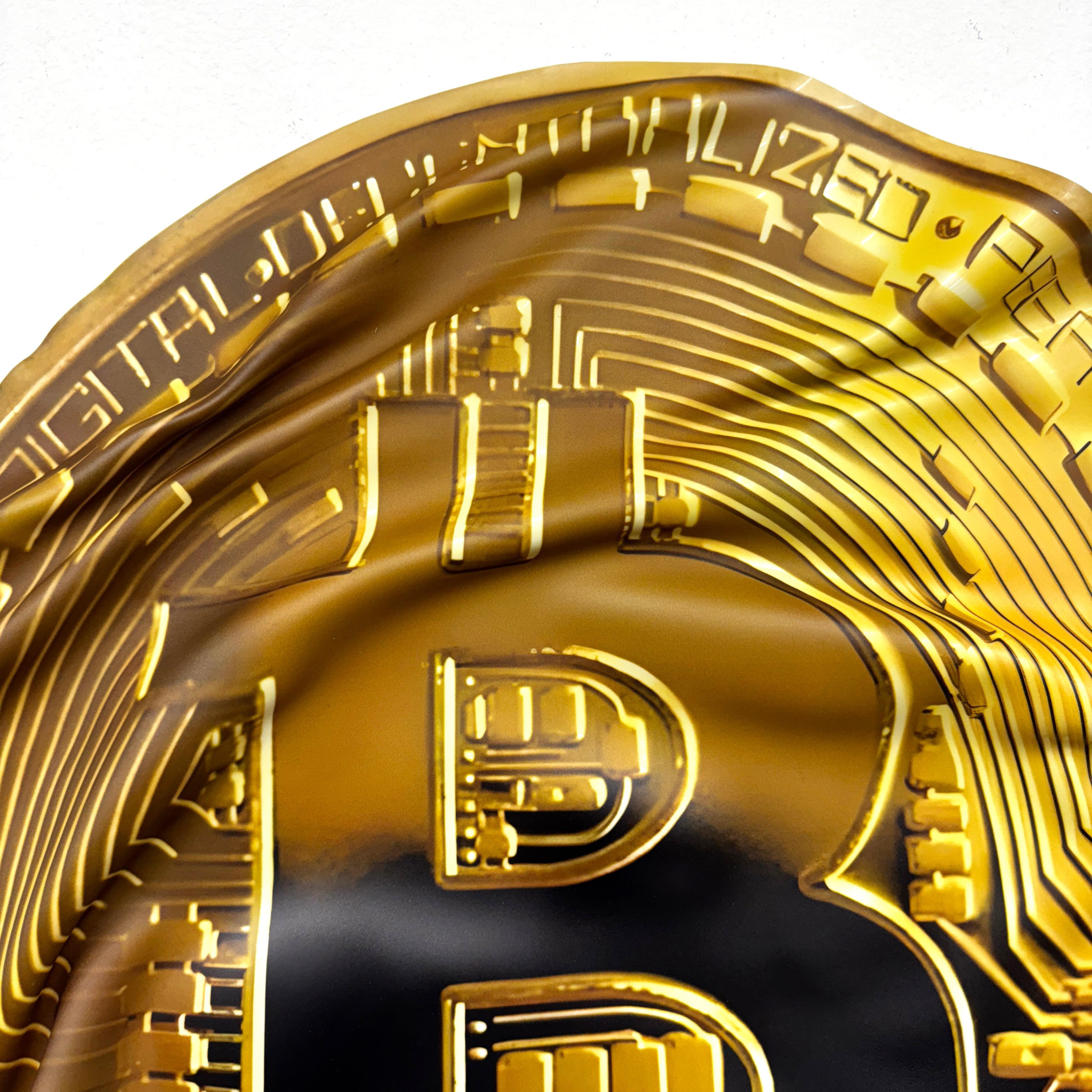Tableau froissé - Pièce Bitcoin "Or numérique"