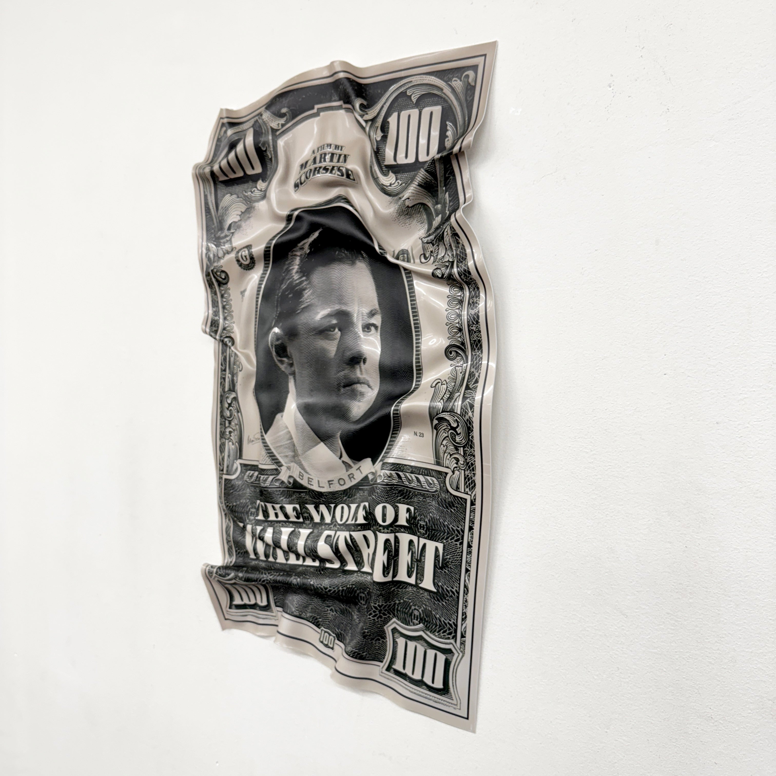 Tableau froissé - The Wolf of Wall Street "Dollar Art"