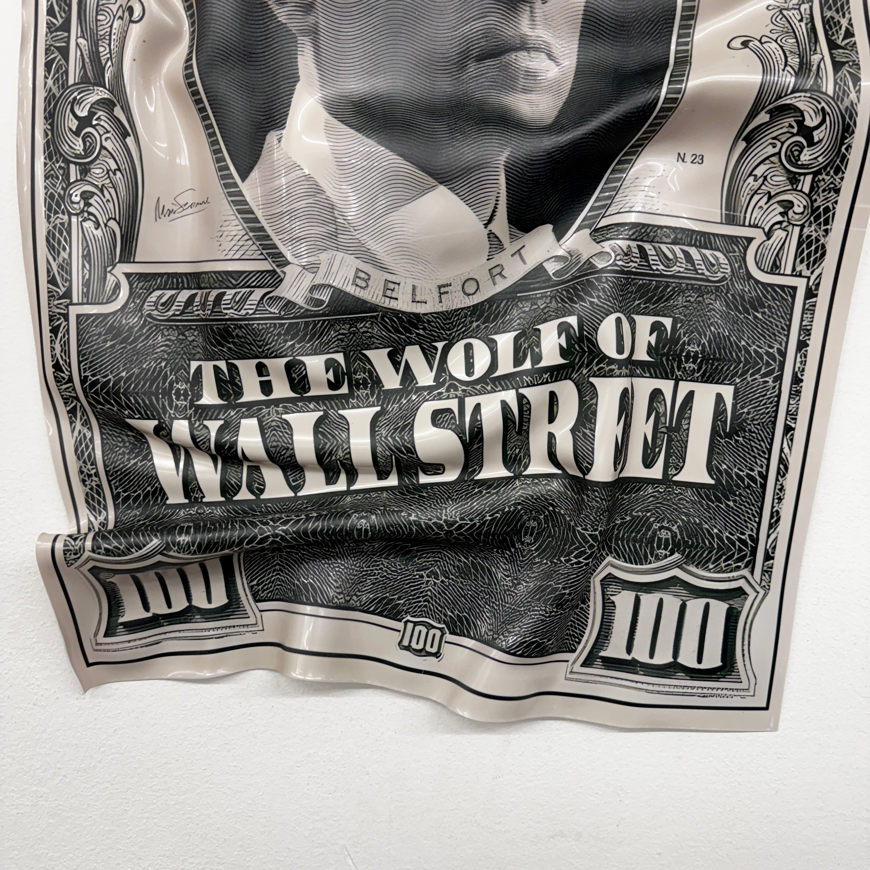 Tableau froissé - The Wolf of Wall Street "Dollar Art"