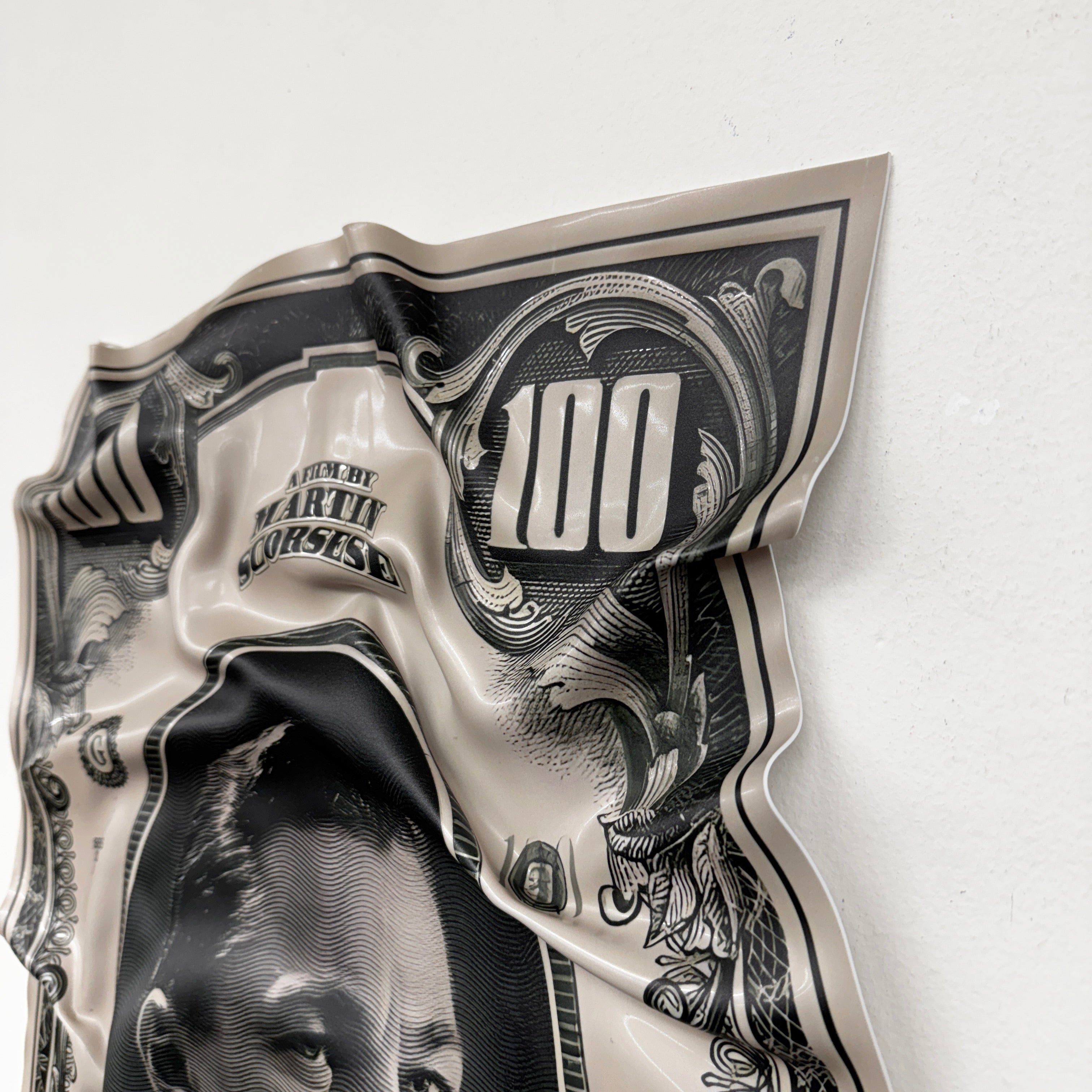 Tableau froissé - The Wolf of Wall Street "Dollar Art"