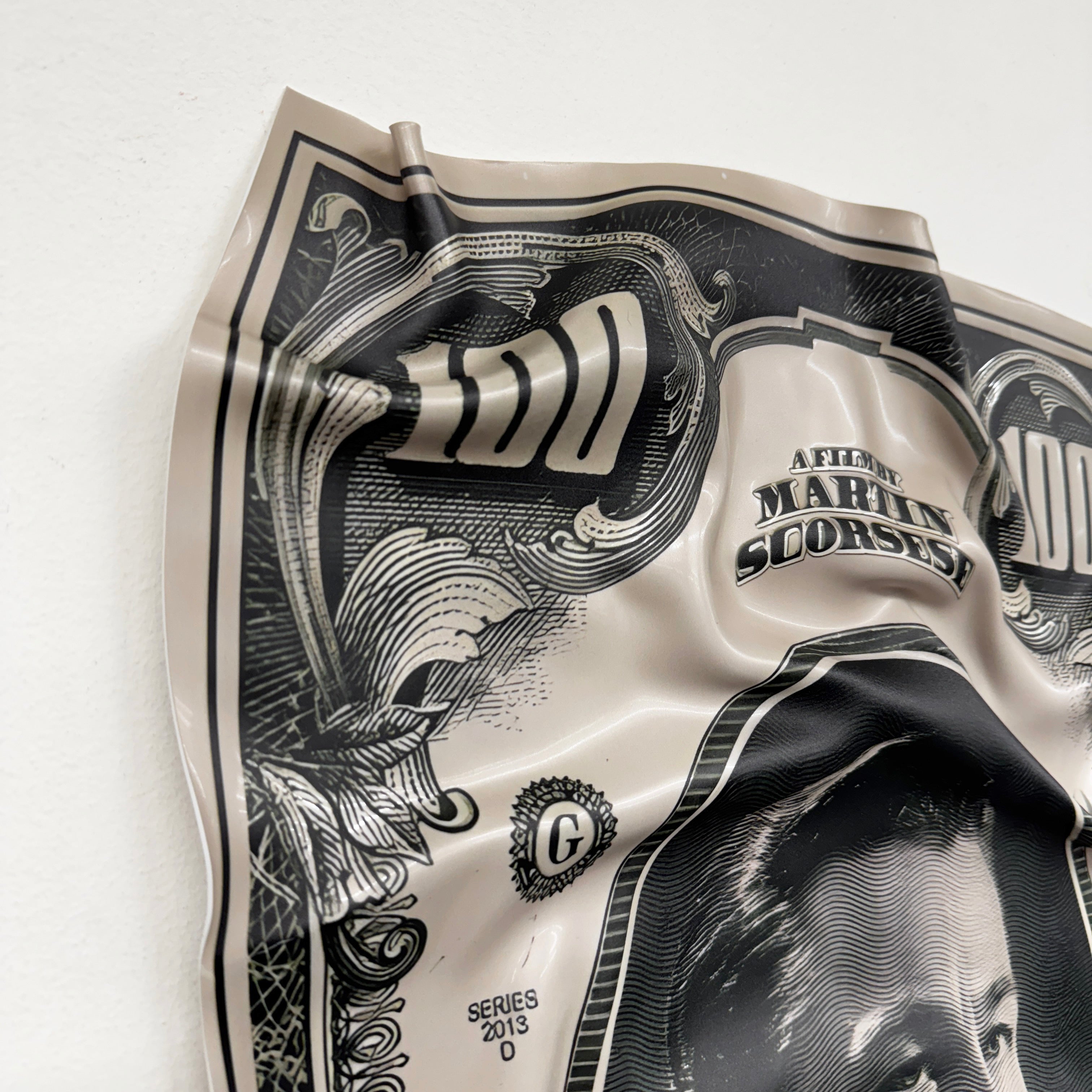 Tableau froissé - The Wolf of Wall Street "Dollar Art"