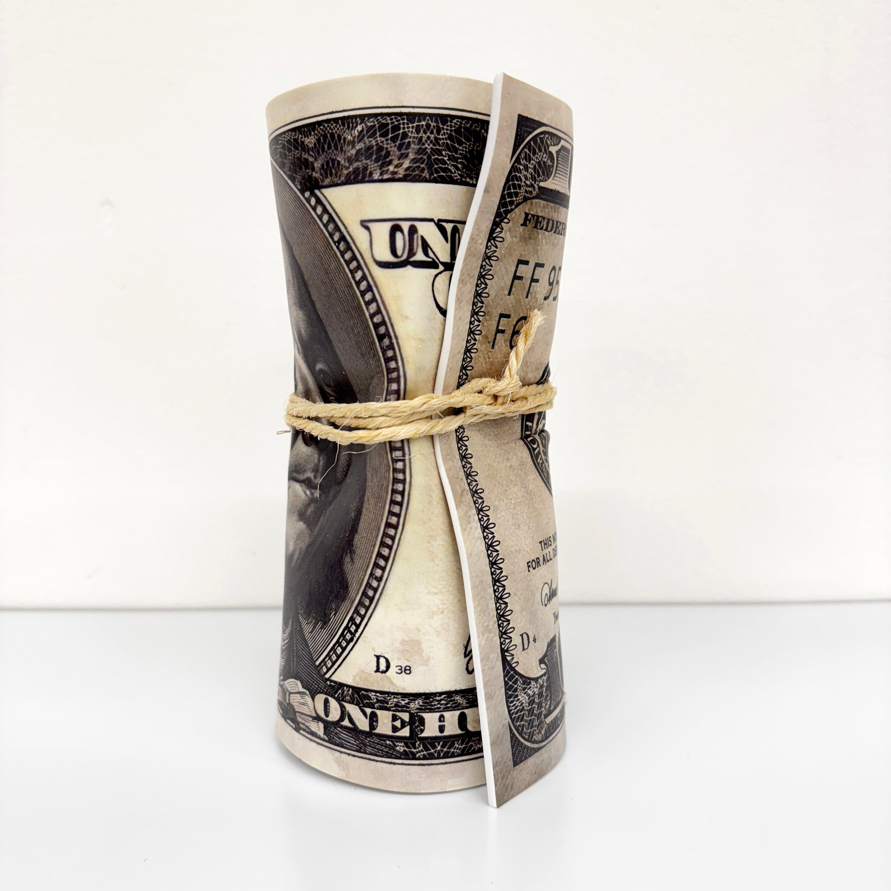 Sculpture froissé - Rouleau de Dollar "Franklin"