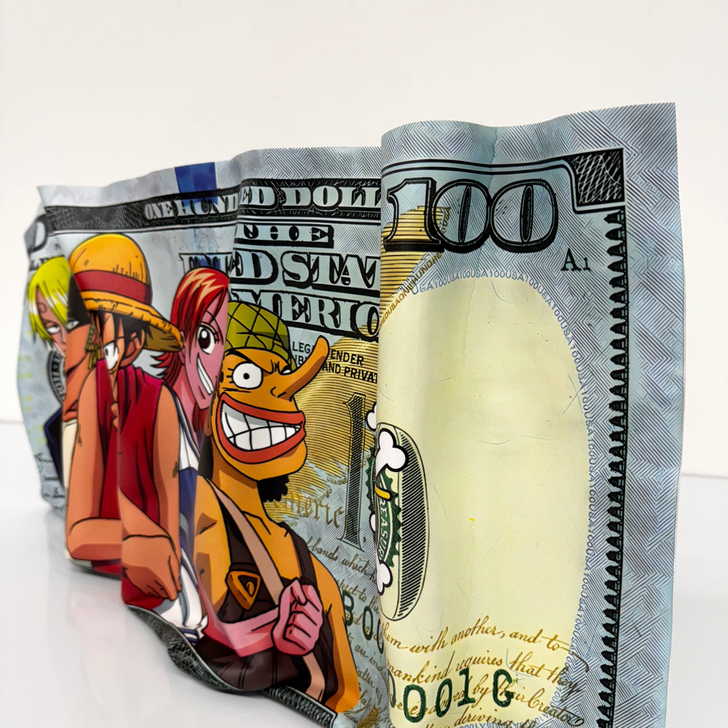 Sculpture froissé - One Piece "Dollar Art"