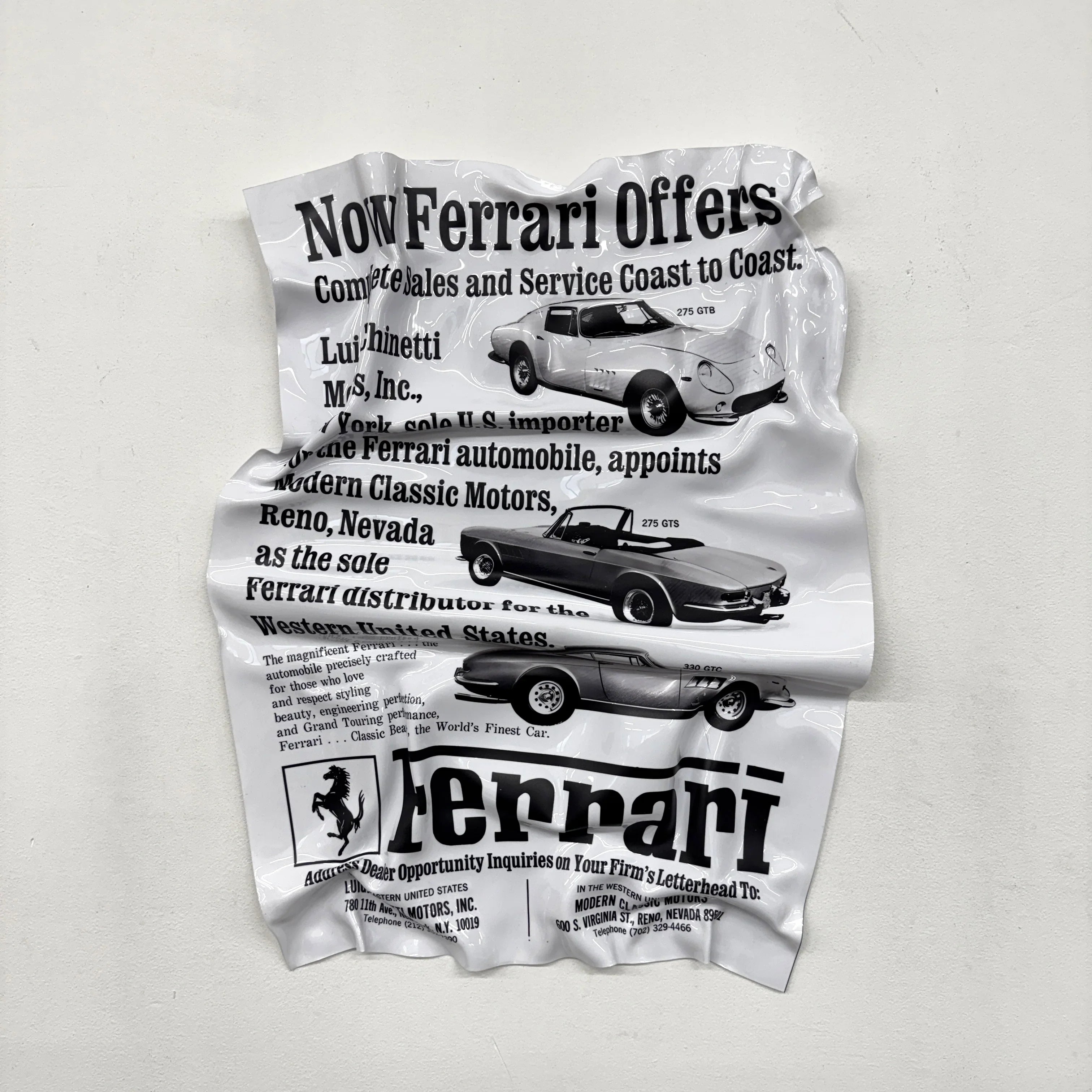 Tableau froissé – Ferrari "Vintage Ad"