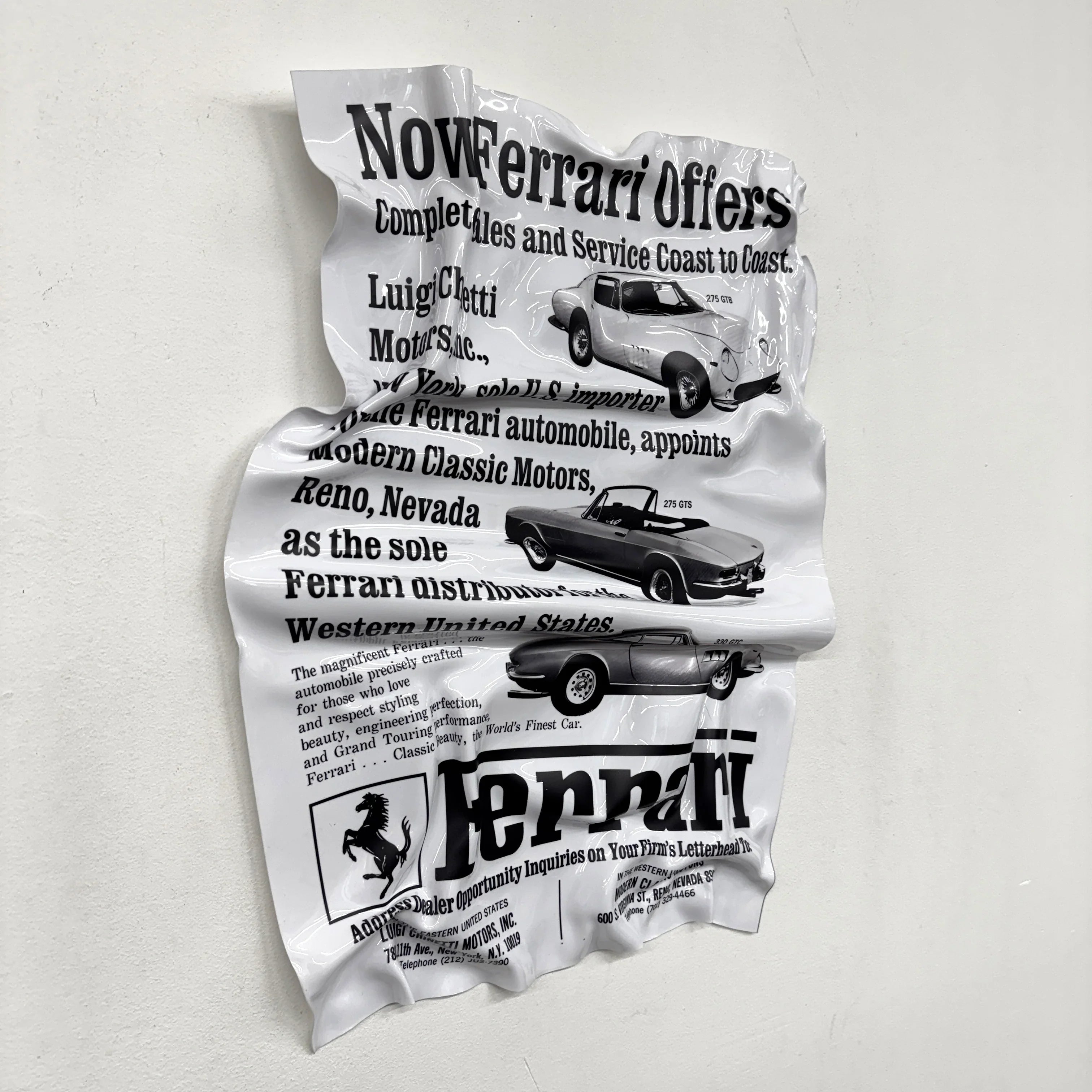Tableau froissé – Ferrari "Vintage Ad"