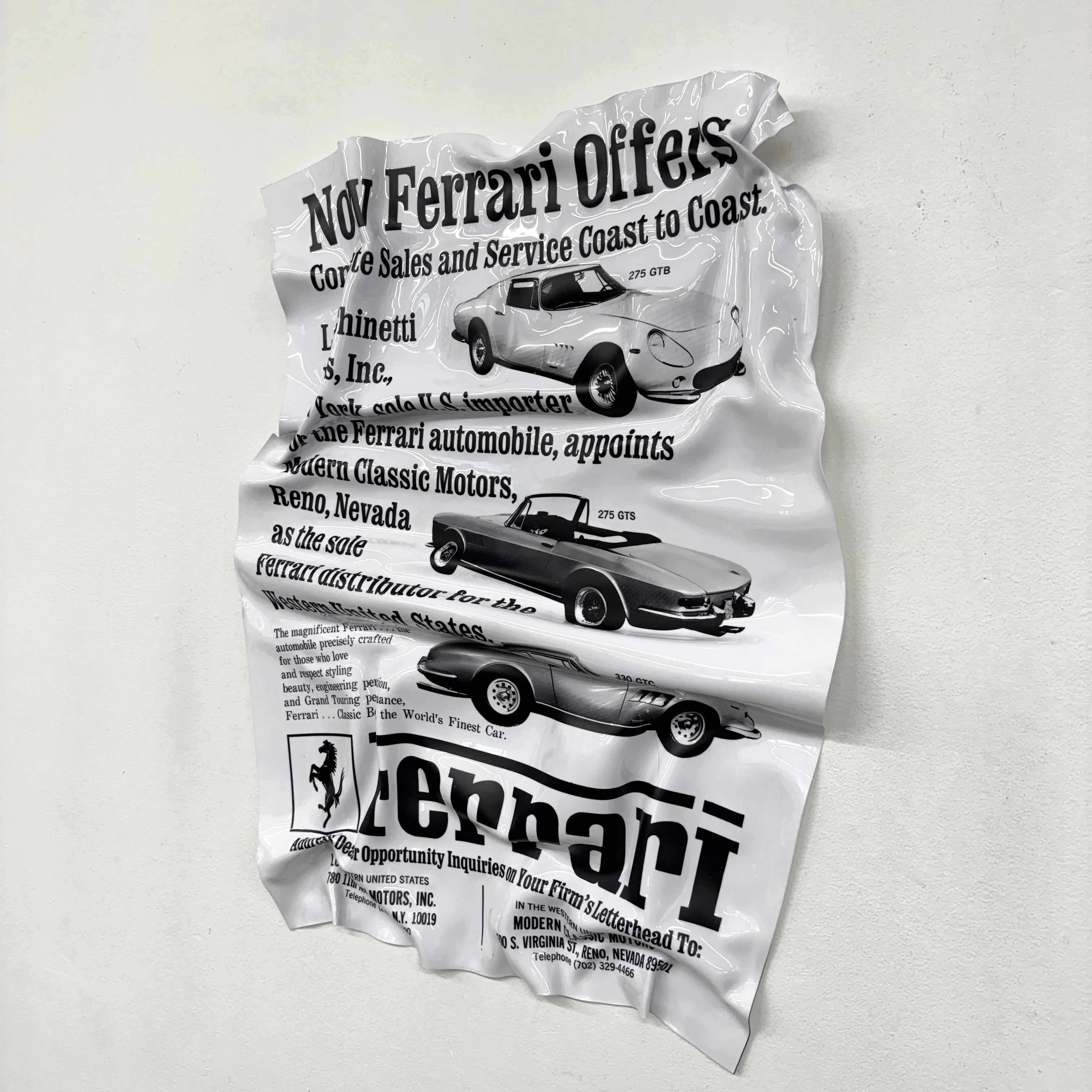 Tableau froissé – Ferrari "Vintage Ad"