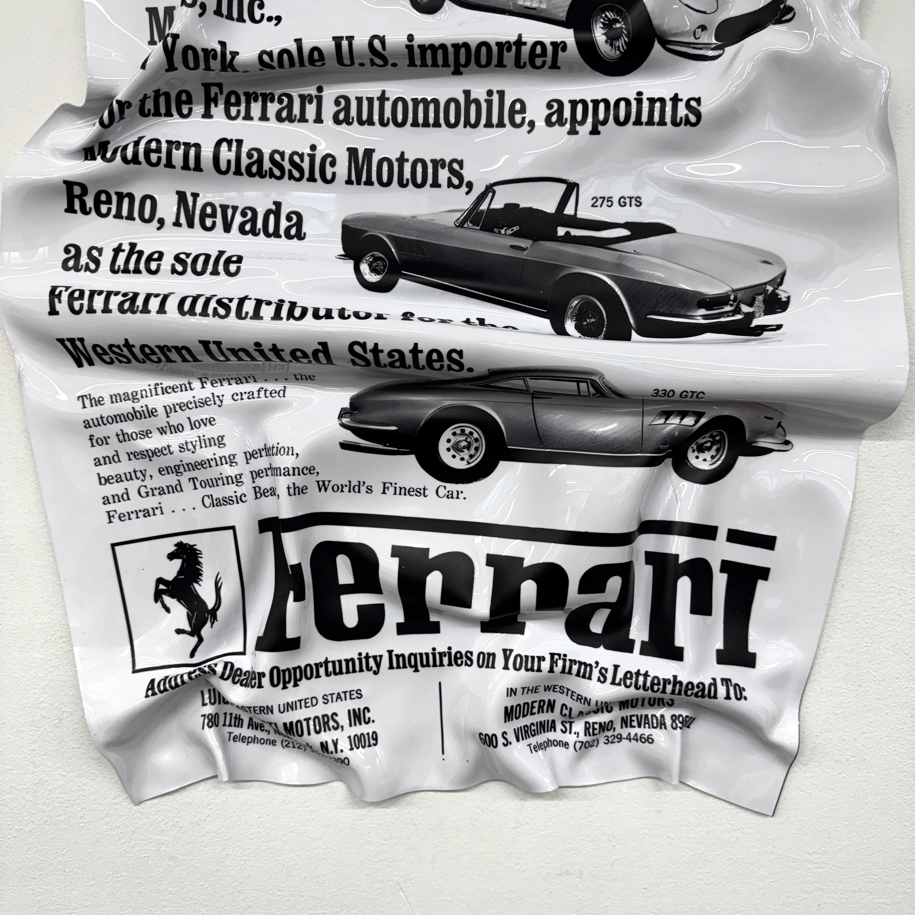 Tableau froissé – Ferrari "Vintage Ad"