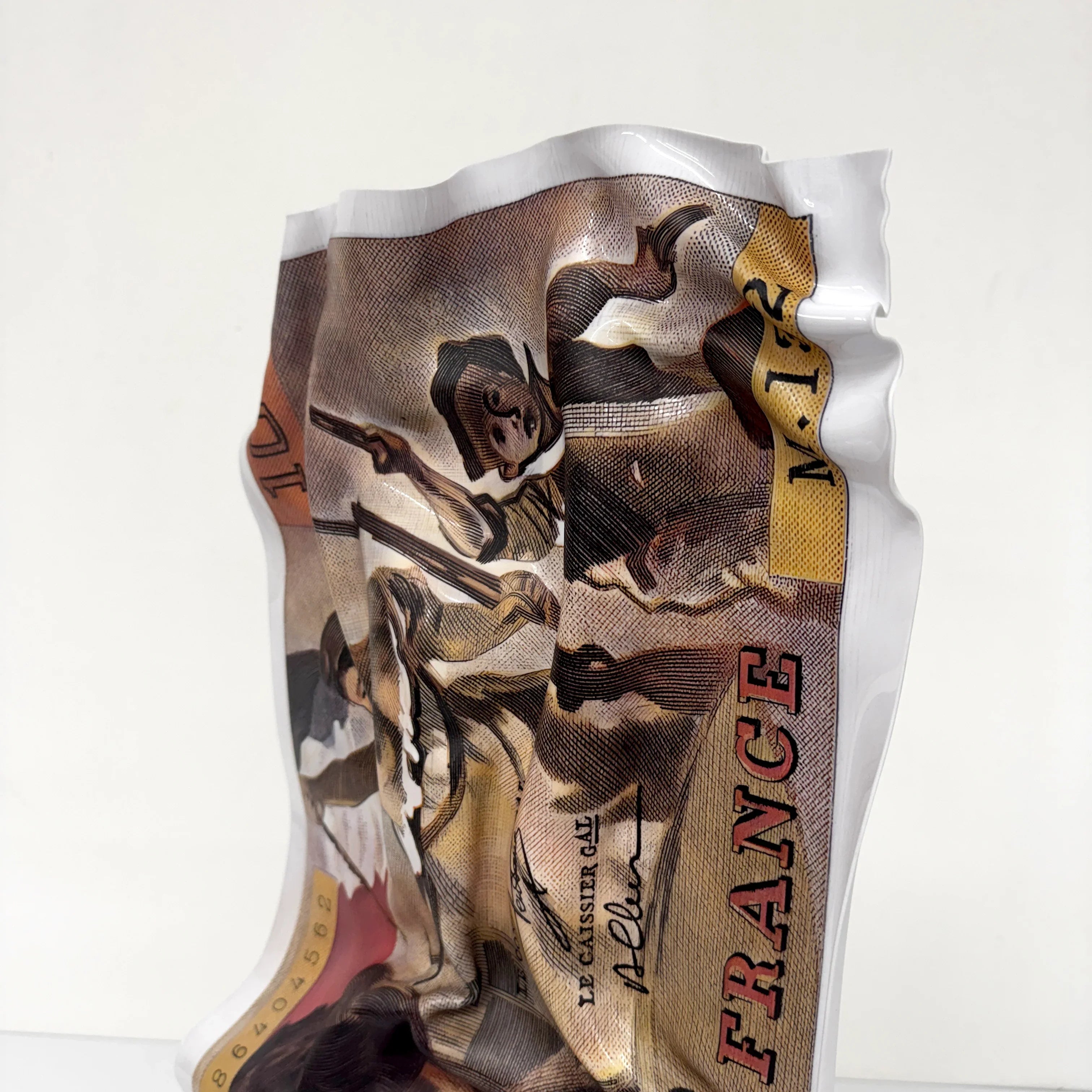 Sculpture froissé – Billet 100 Francs "Eugène Delacroix"