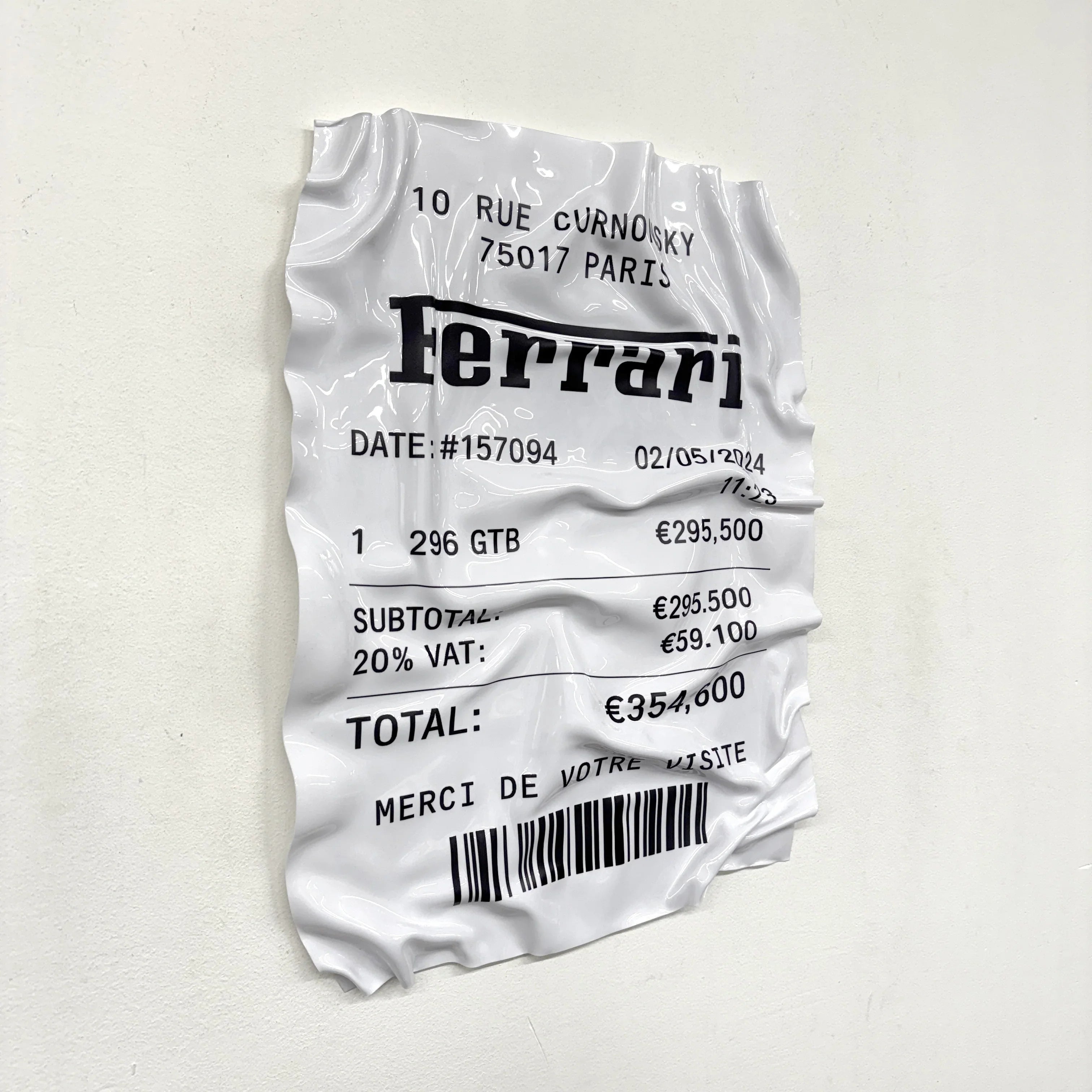 Tableau Déco Ticket "Ferrari 296 GTB" - Tableau froissé