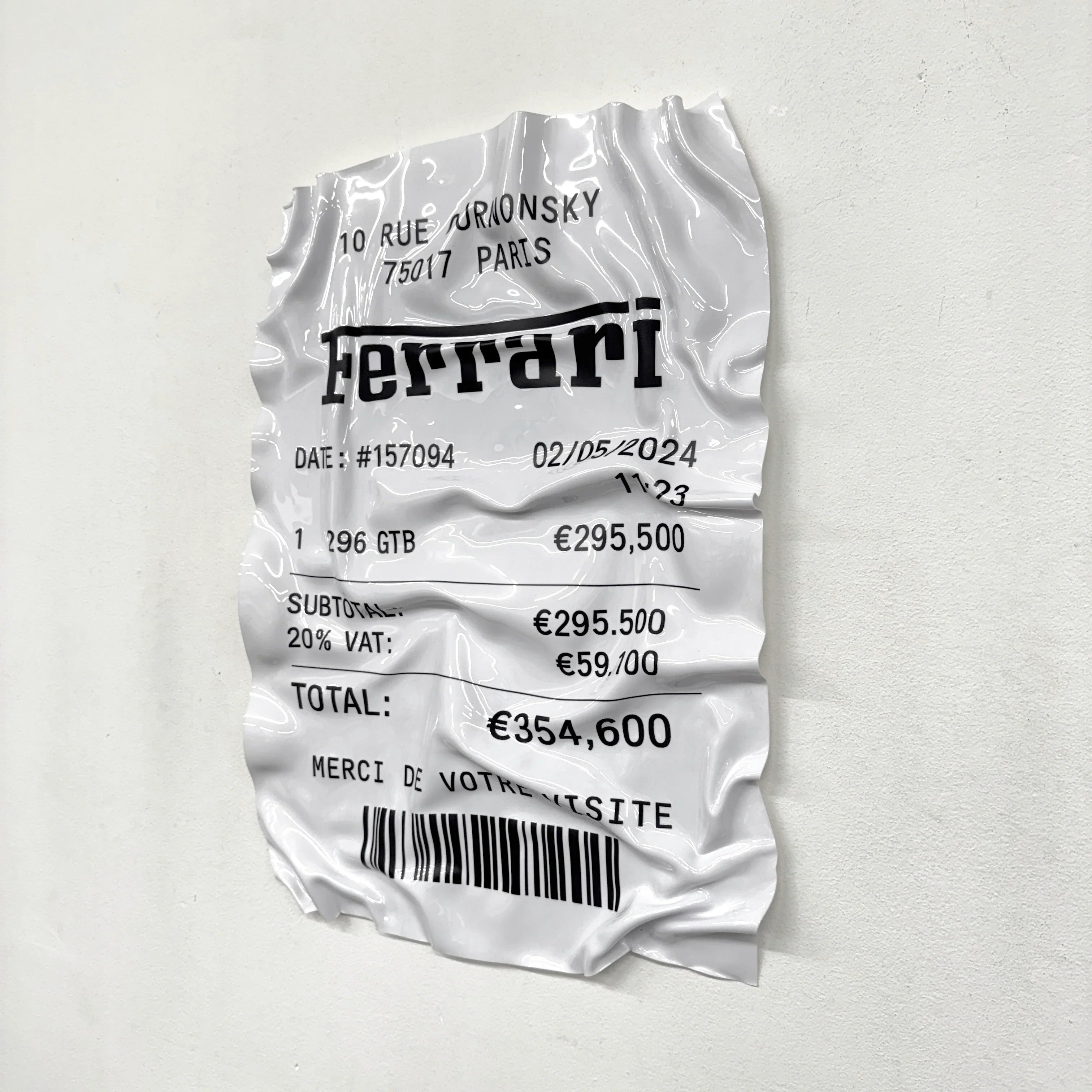 Tableau Déco Ticket "Ferrari 296 GTB" - Tableau froissé