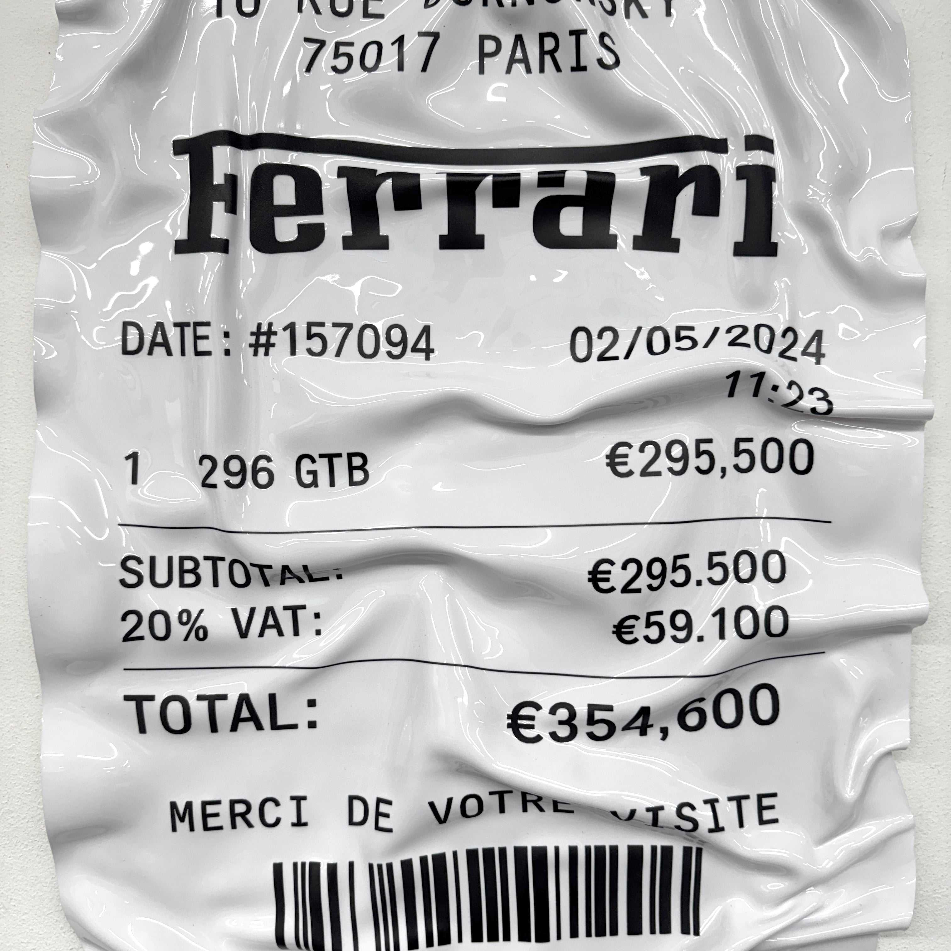 Tableau Déco Ticket "Ferrari 296 GTB" - Tableau froissé