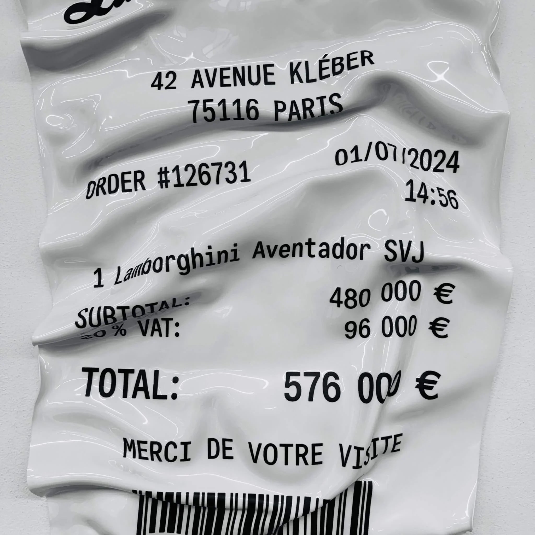 Tableau Déco Ticket Lamborghini Aventador SVJ - Tableau froissé