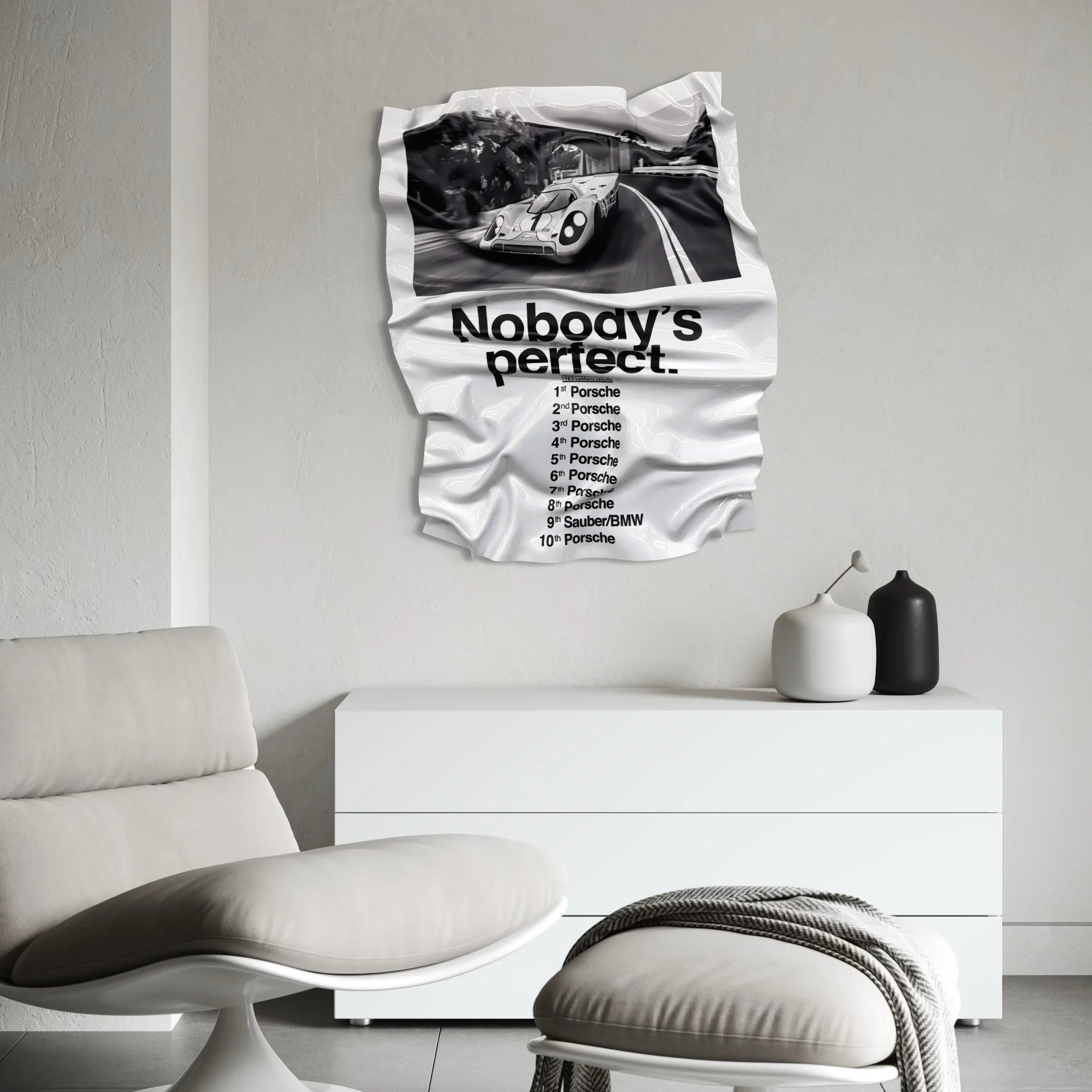Tableau Déco Porsche "Nobody’s Perfect" - Tableau froissé