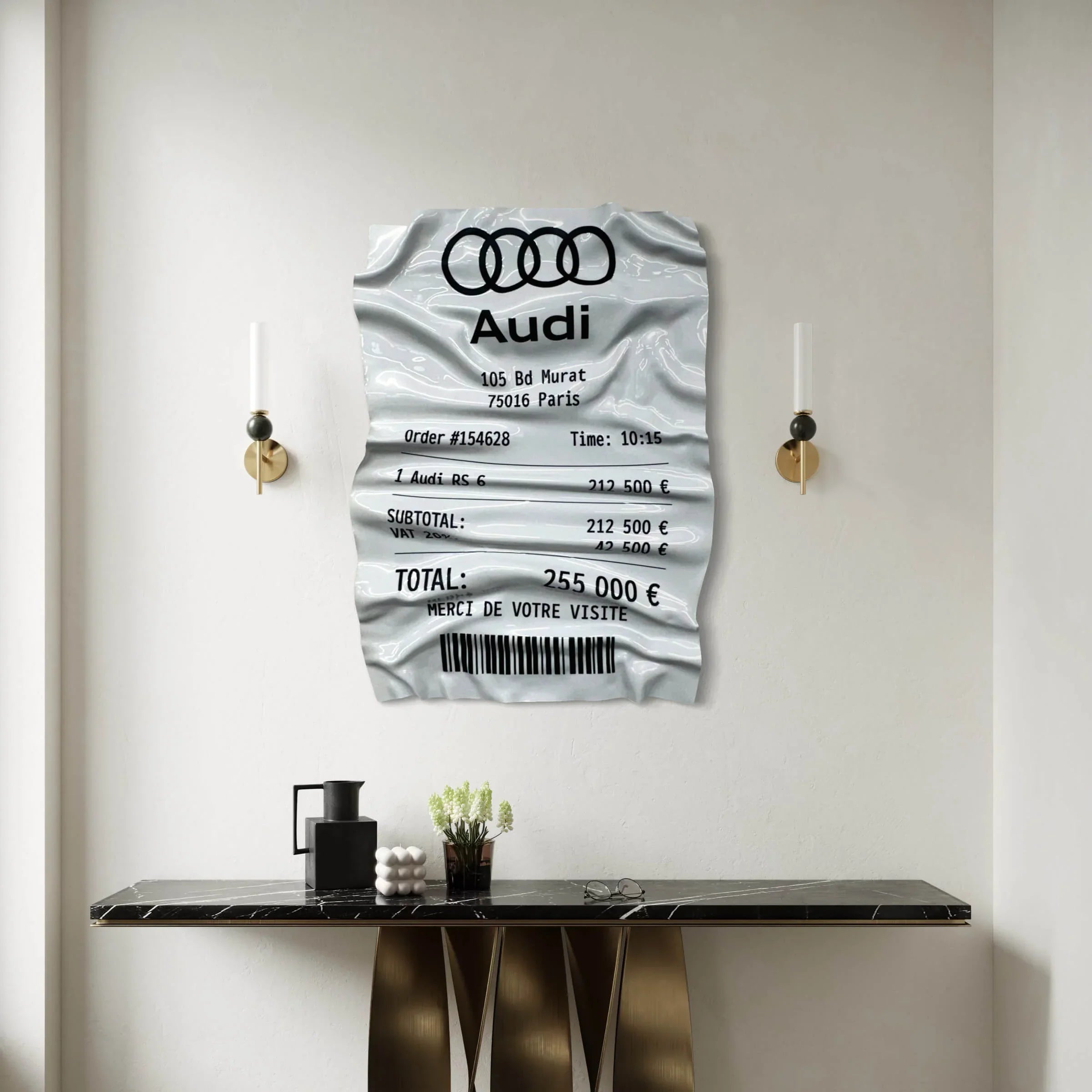 Tableau Déco Ticket “Audi RS6” – Tableau froissé