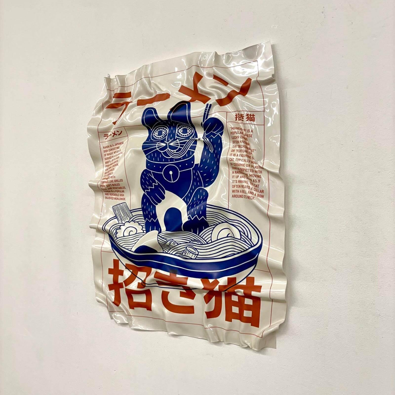 Tableau Déco Ramen Maneki Neko – Tableau froissé