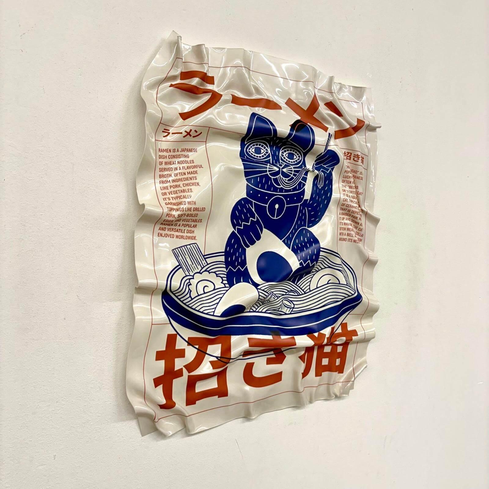 Tableau Déco Ramen Maneki Neko – Tableau froissé