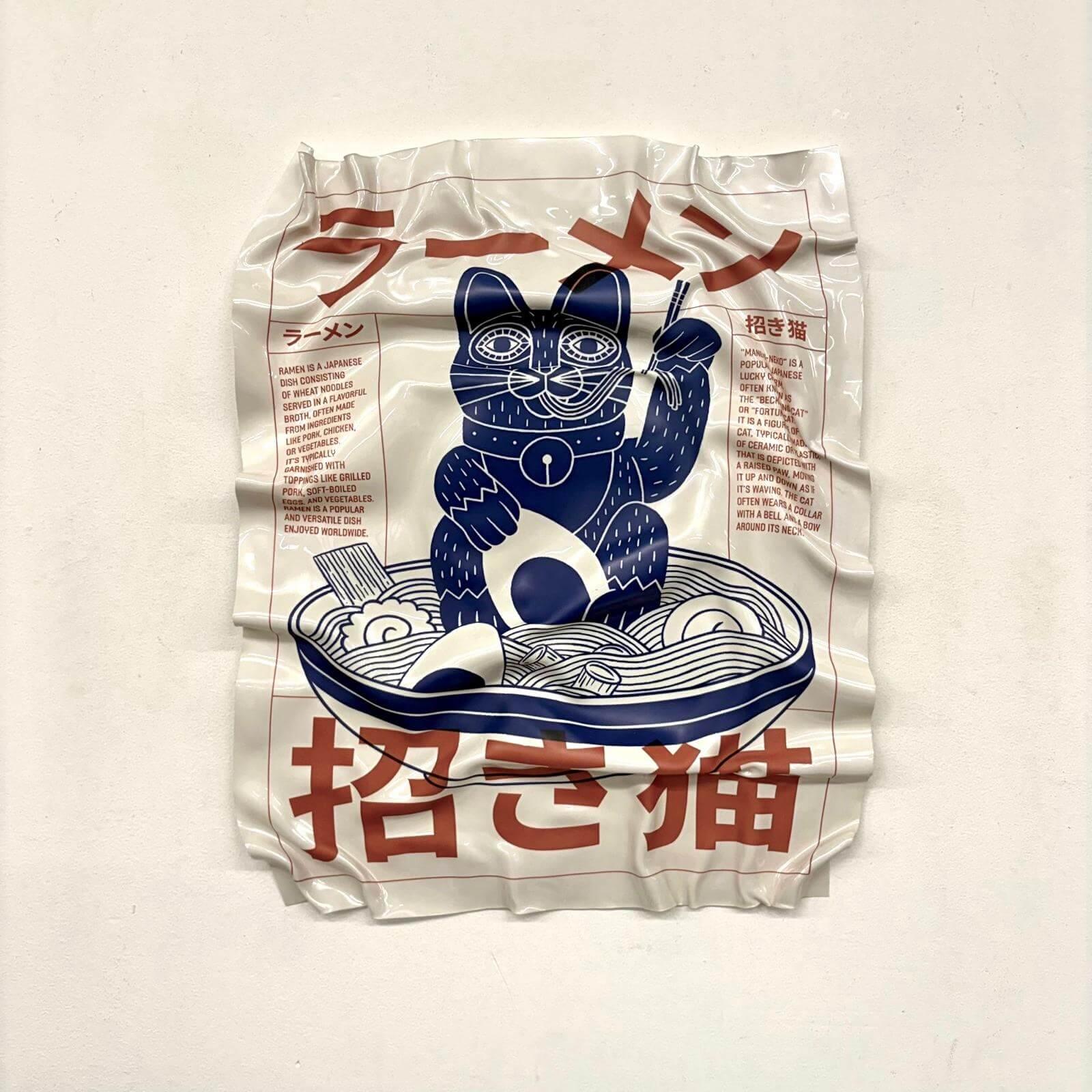 Tableau Déco Ramen Maneki Neko – Tableau froissé