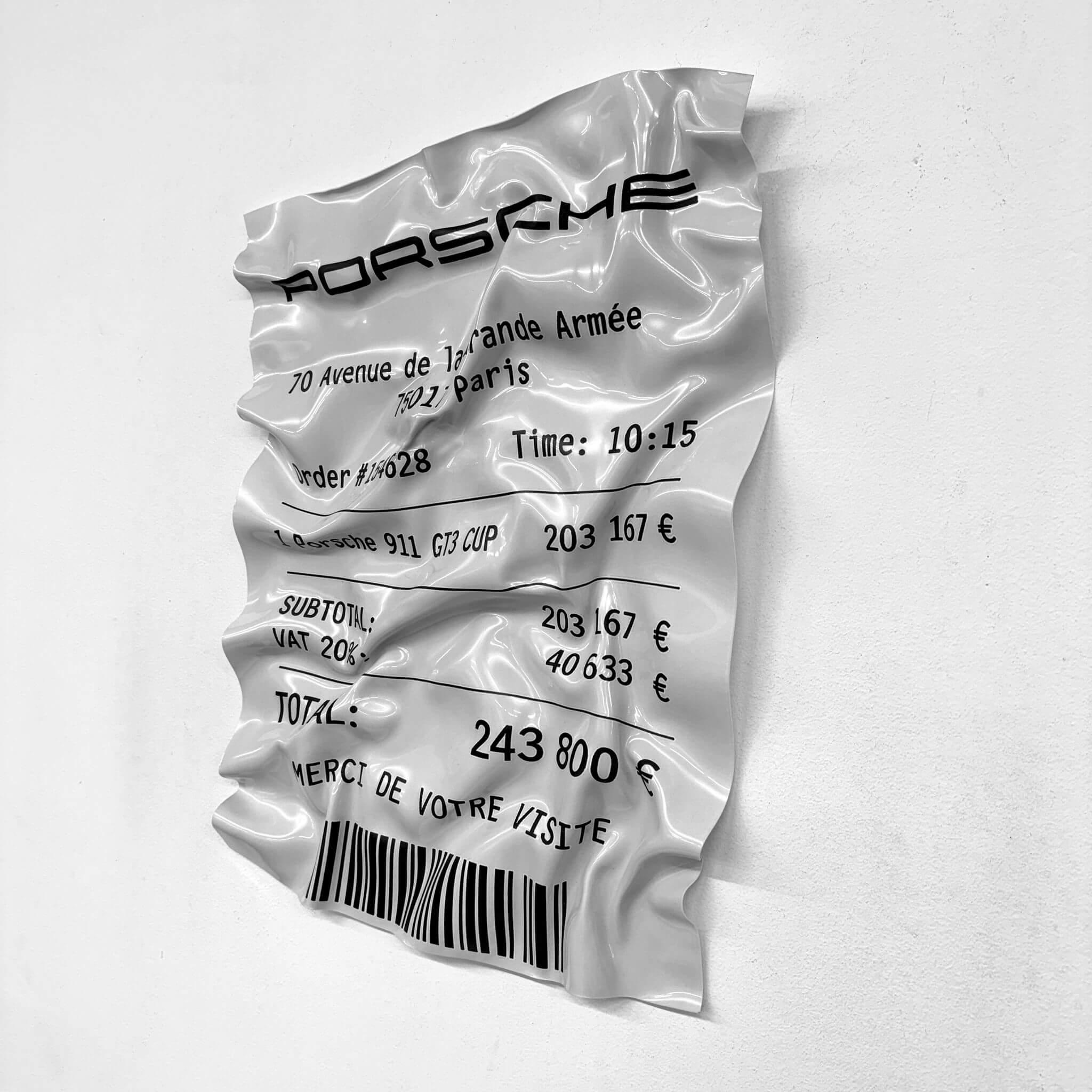 Tableau Déco Ticket Porsche 911 GT3 CUP – Tableau froissé