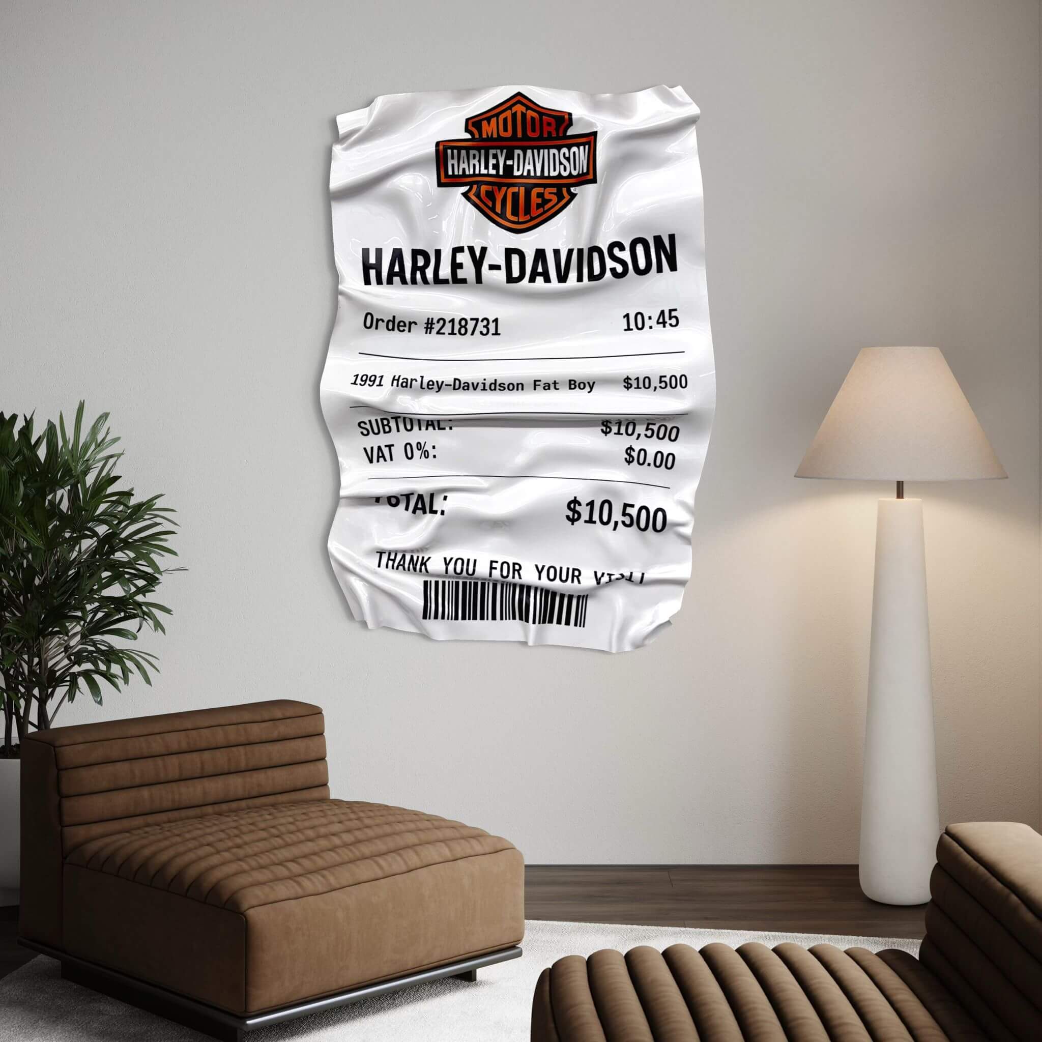 Tableau Déco Ticket “Harley-Davidson” – Tableau froissé