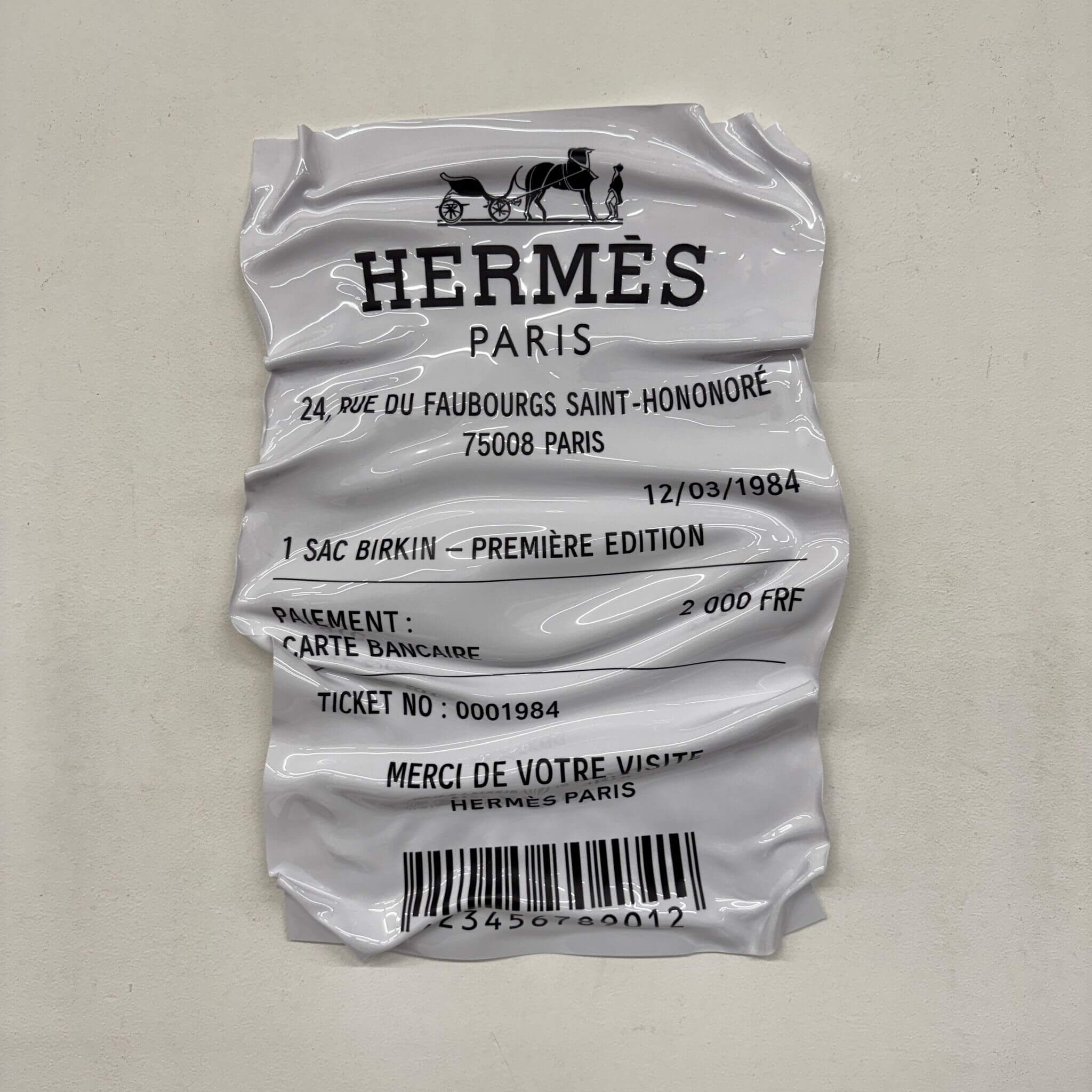 Tableau Déco Ticket “Hermès Paris” – Tableau froissé