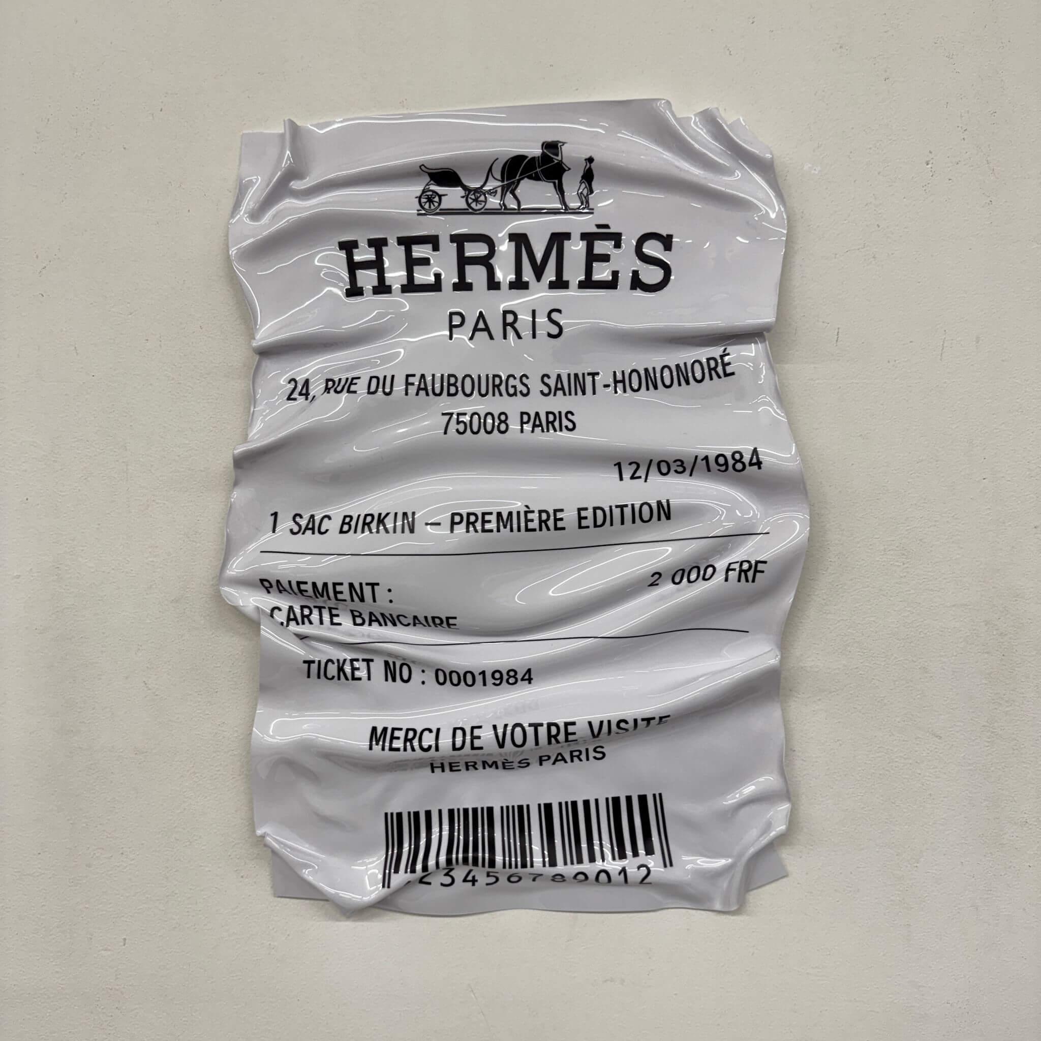 Tableau Déco Ticket “Hermès Paris” – Tableau froissé