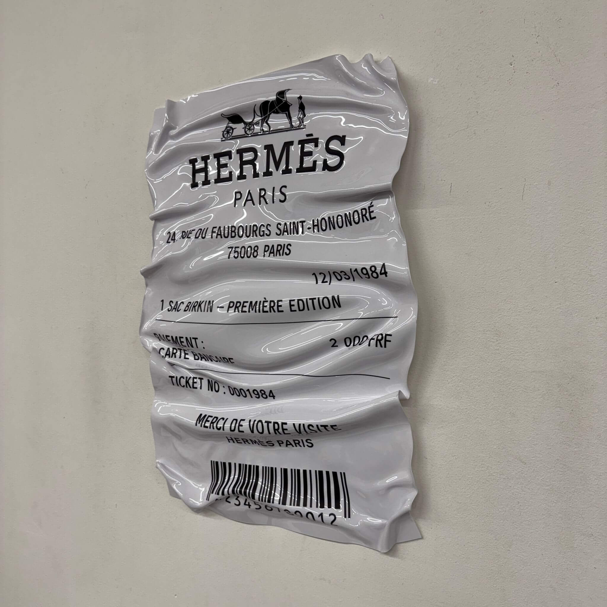 Tableau Déco Ticket “Hermès Paris” – Tableau froissé