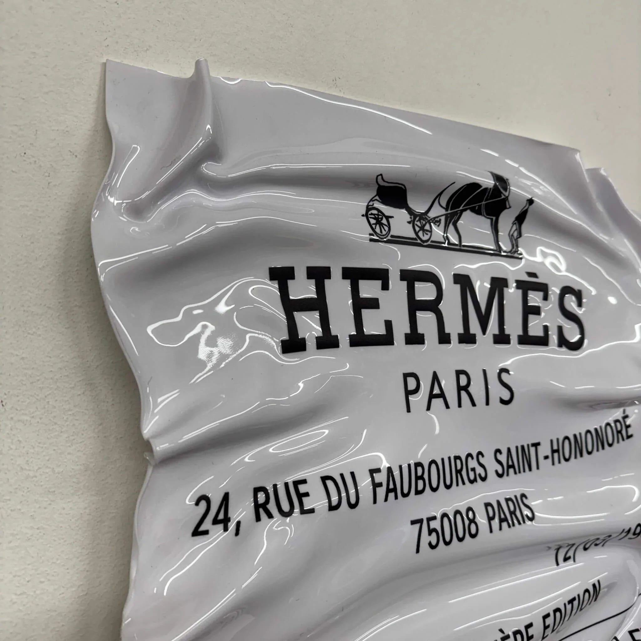 Tableau Déco Ticket “Hermès Paris” – Tableau froissé