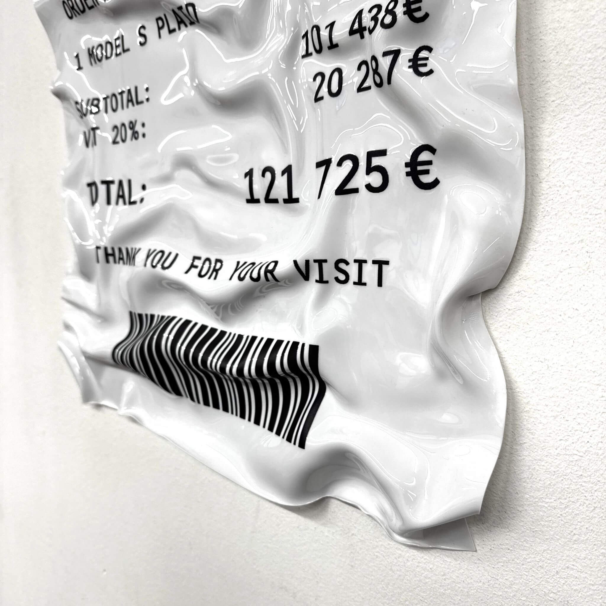 Tableau Déco Ticket “Tesla Model S Plaid” – Tableau froissé