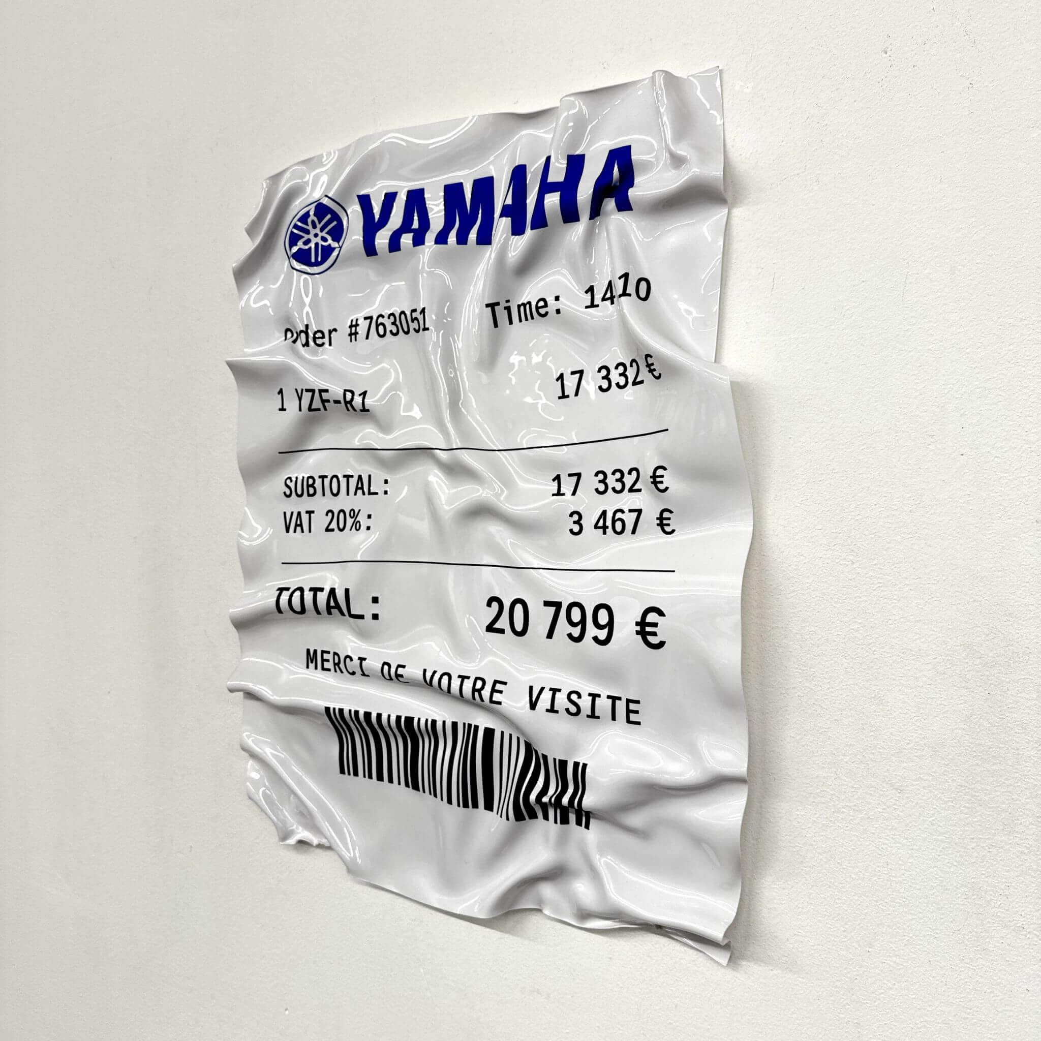 Tableau Déco Ticket “Yamaha YZF-R1” – Tableau froissé
