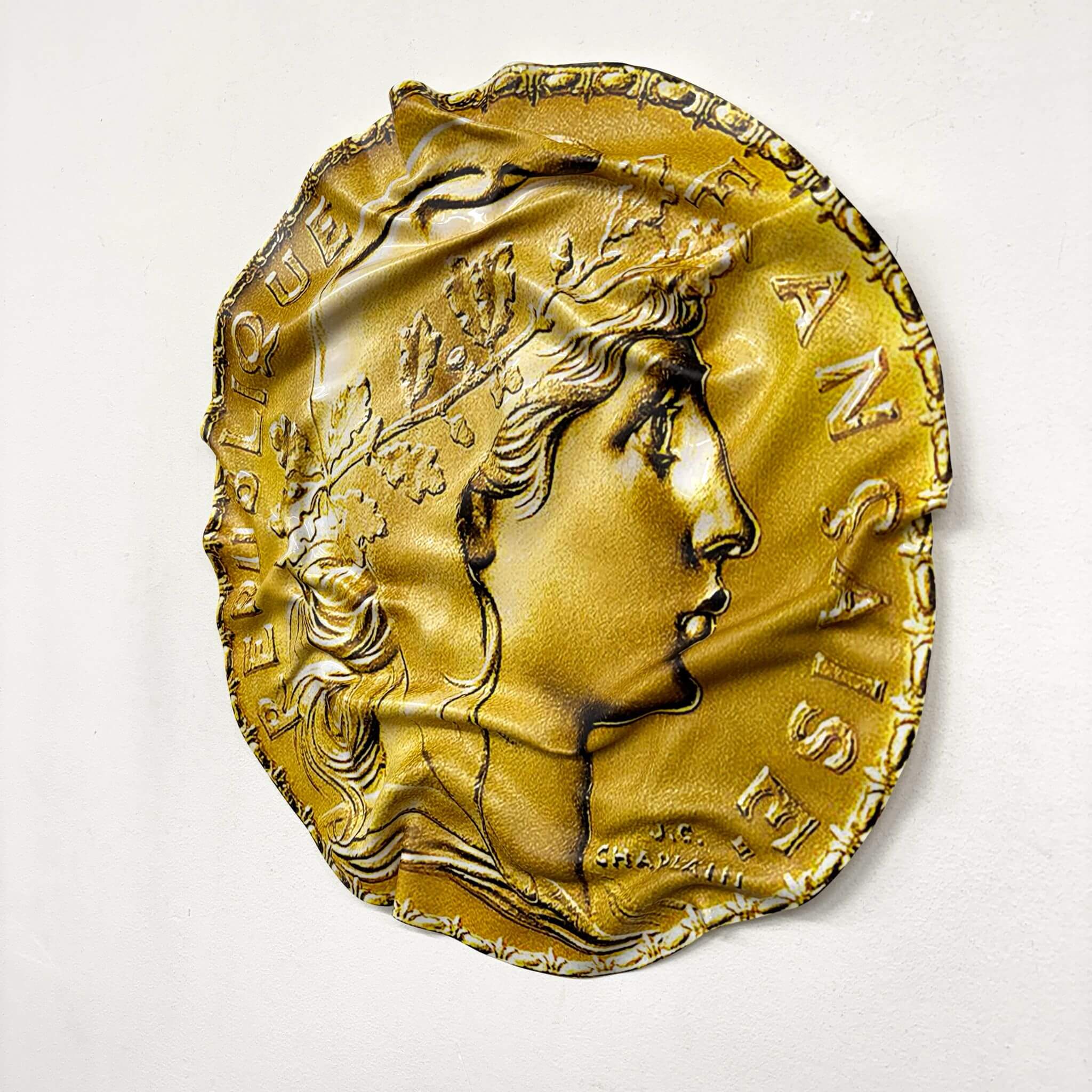 Tableau Déco “20 Francs Or – Marianne” – Tableau froissé