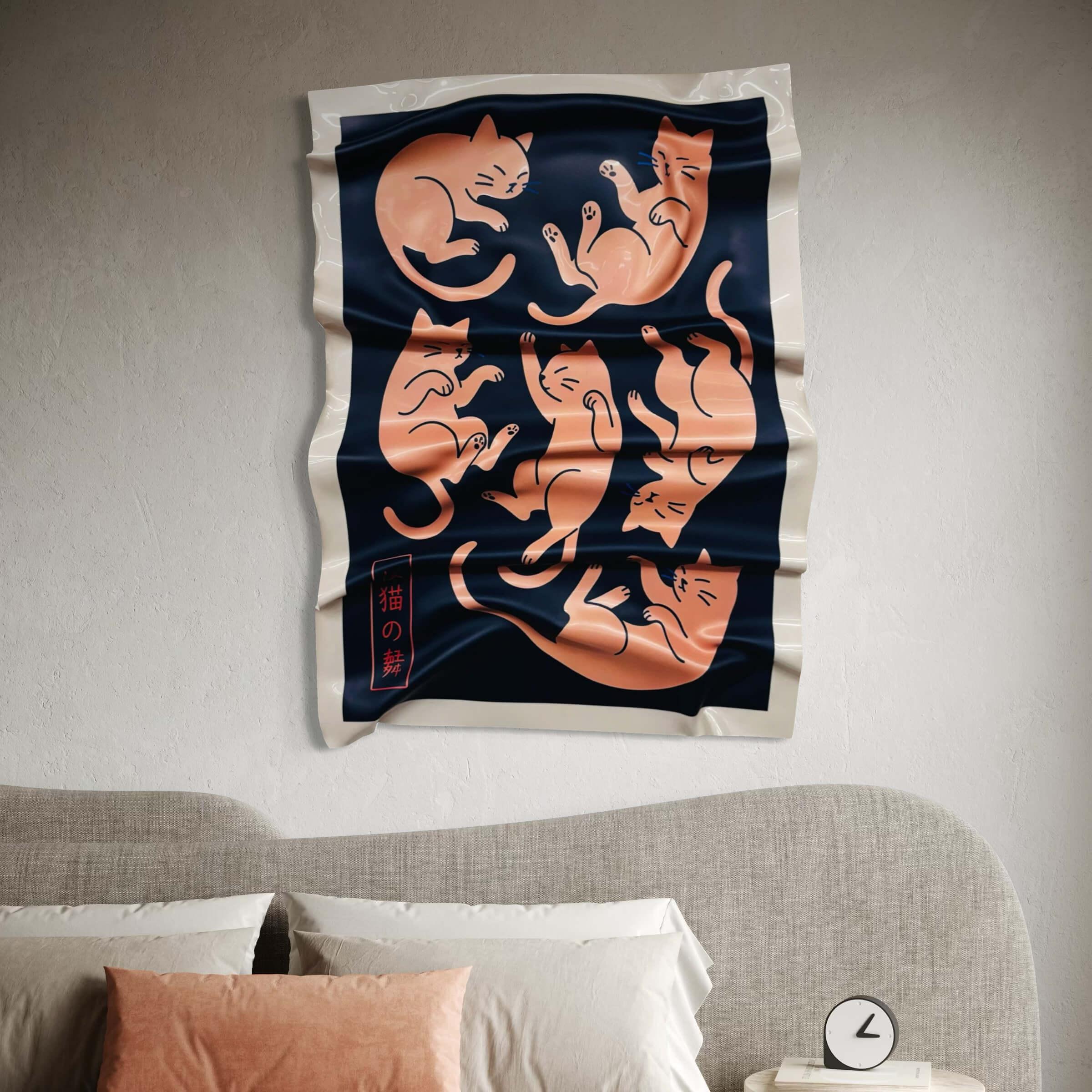 Tableau Déco “Danse des Chats” – Tableau froissé