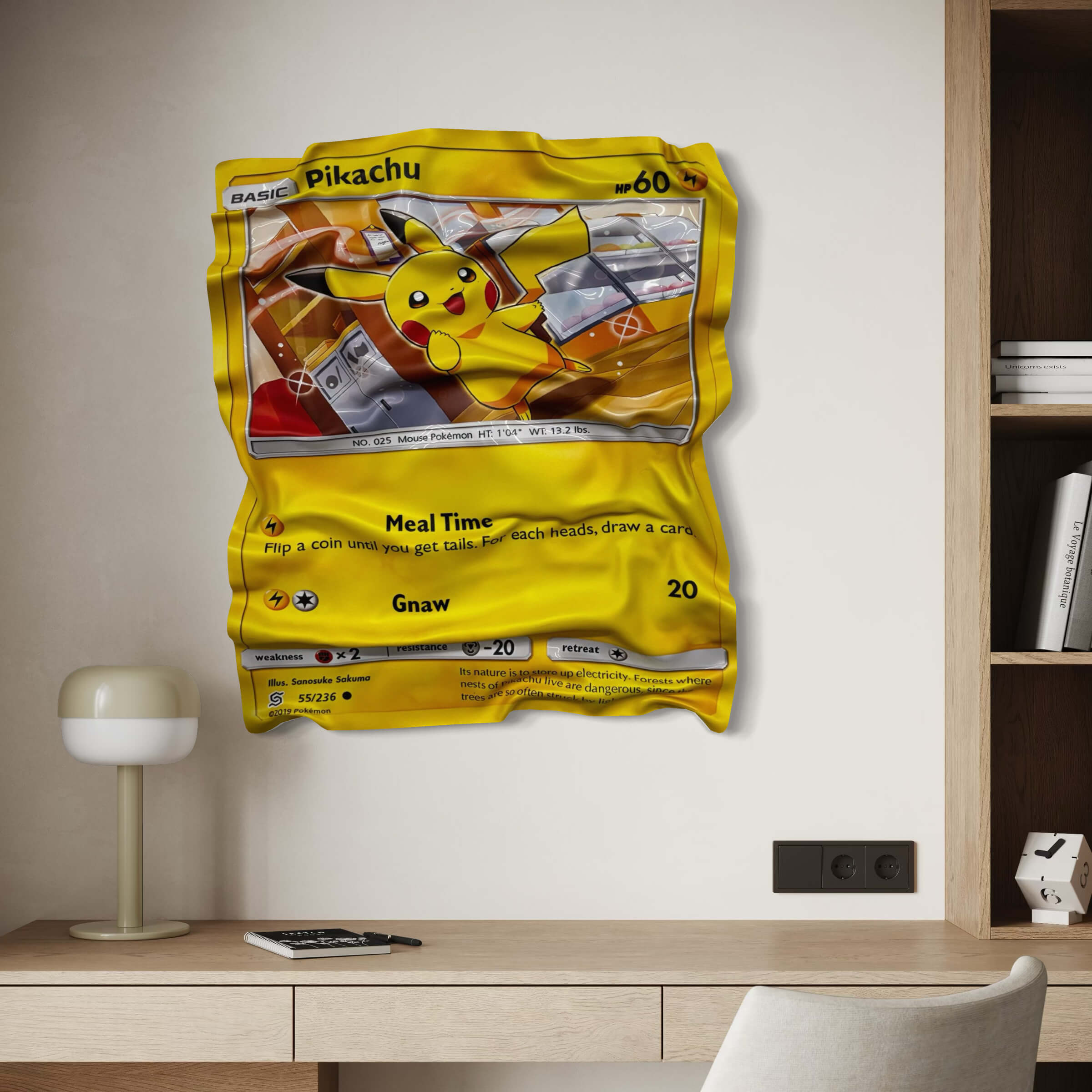 Tableau Déco Carte Pokémon Pikachu – Tableau froissé