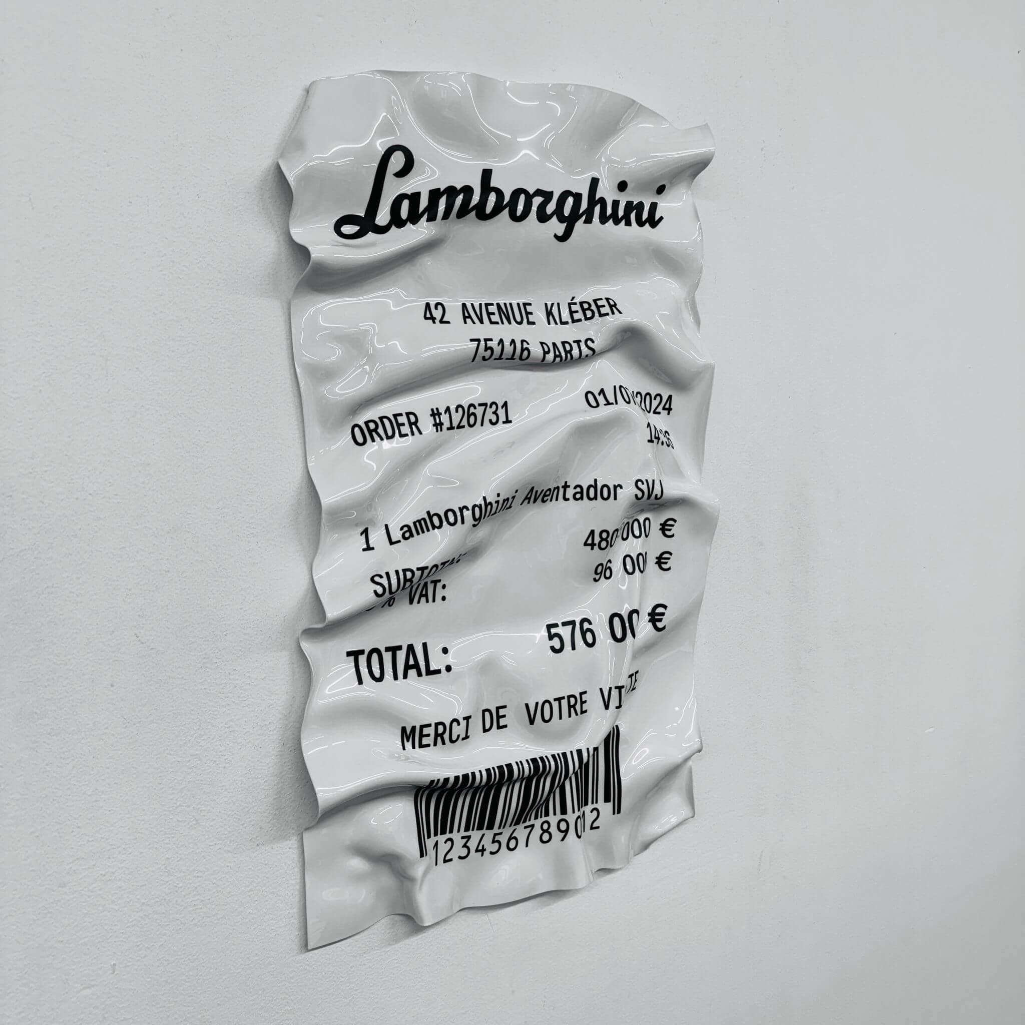 Tableau Déco Ticket Lamborghini Aventador SVJ - Tableau froissé