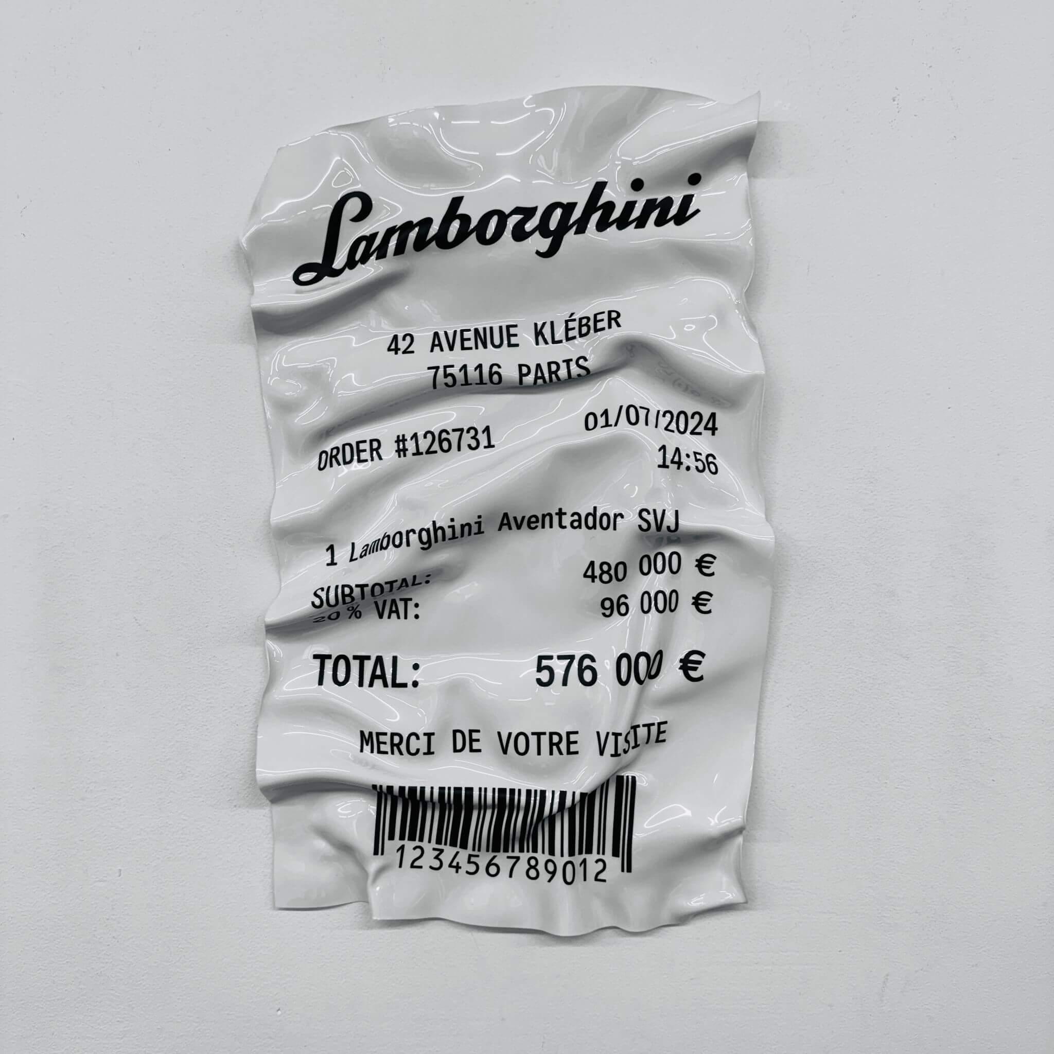 Tableau Déco Ticket Lamborghini Aventador SVJ - Tableau froissé