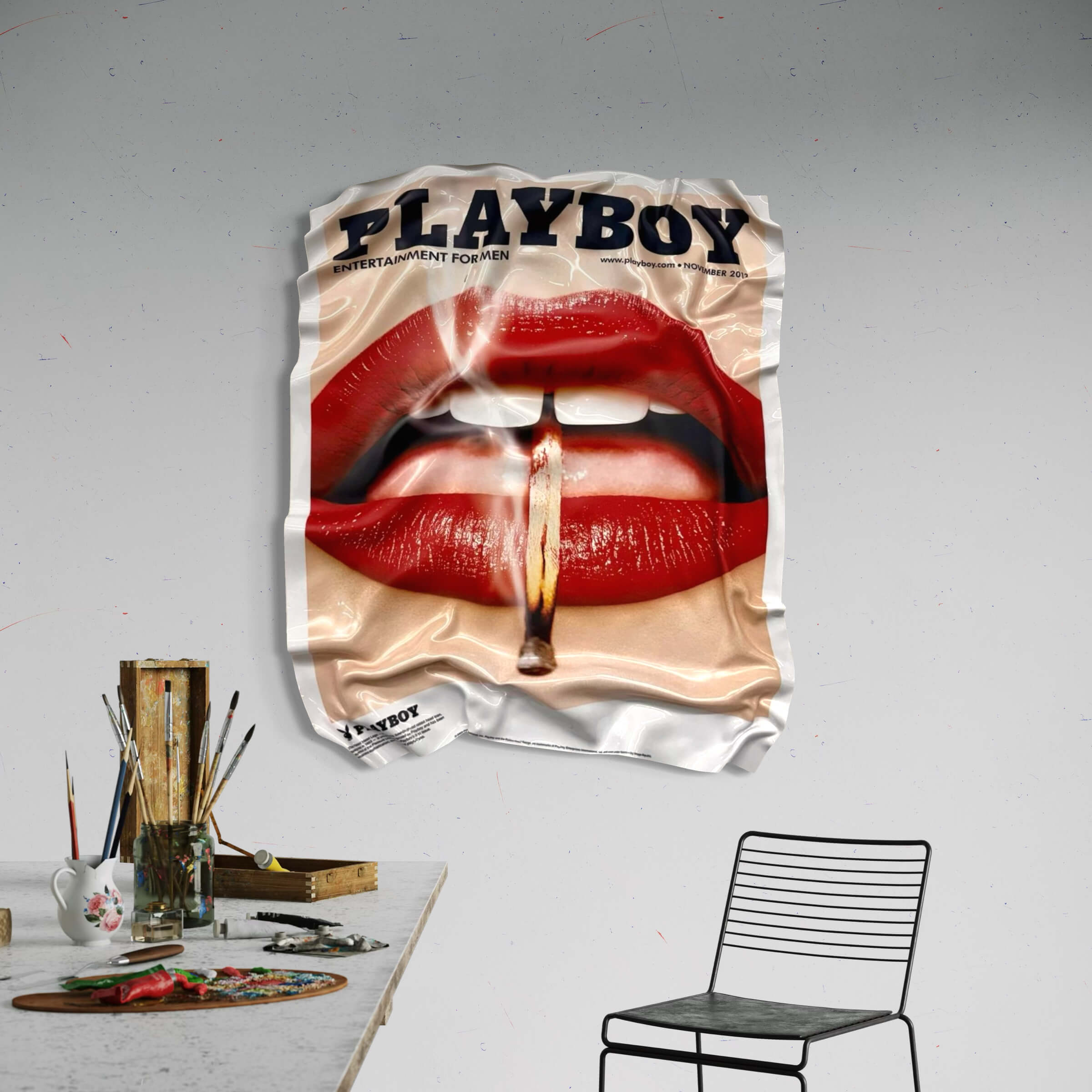Tableau Déco Playboy Lips Match – Tableau froissé
