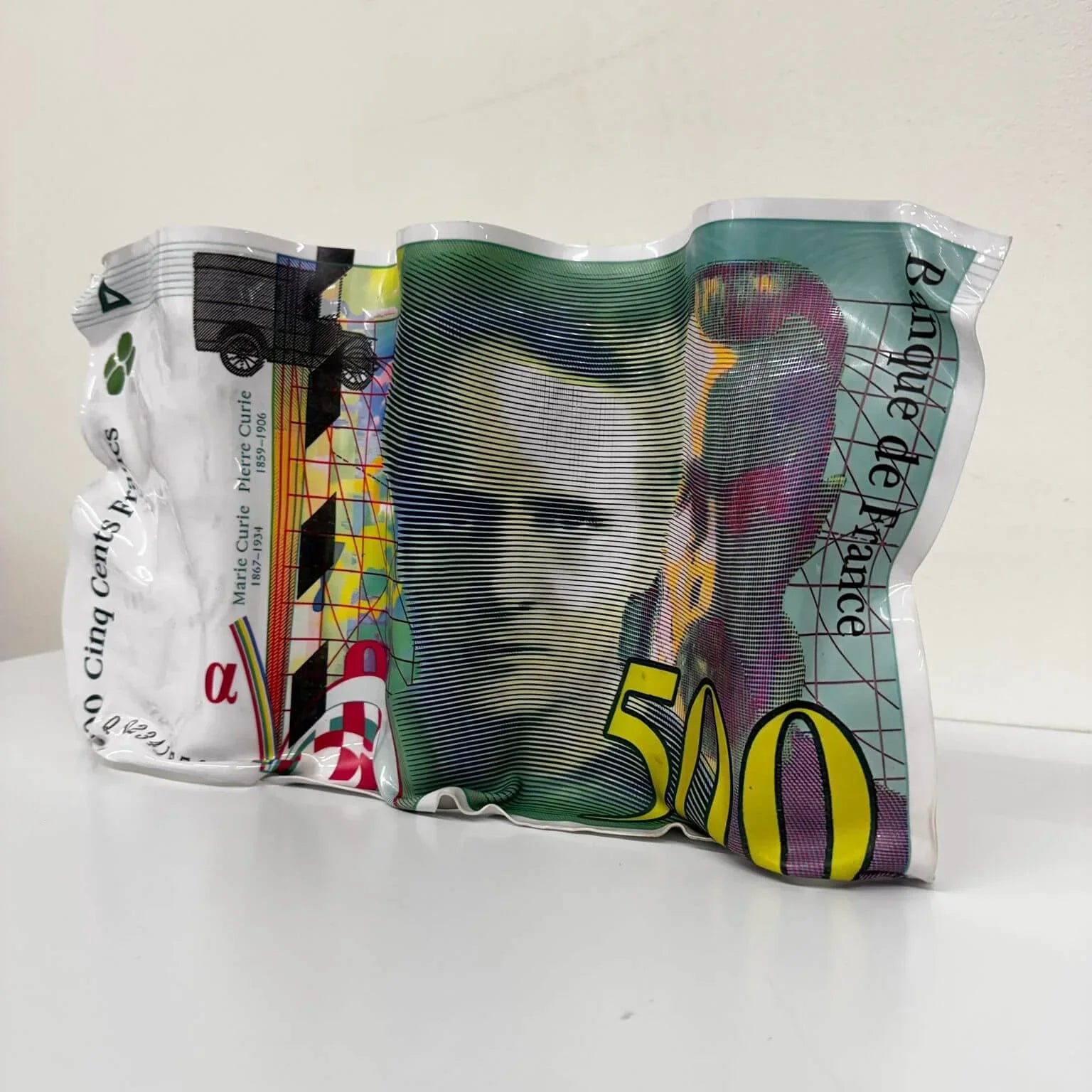 Tableau froissé – Billet 500 Francs Pierre et Marie Curie