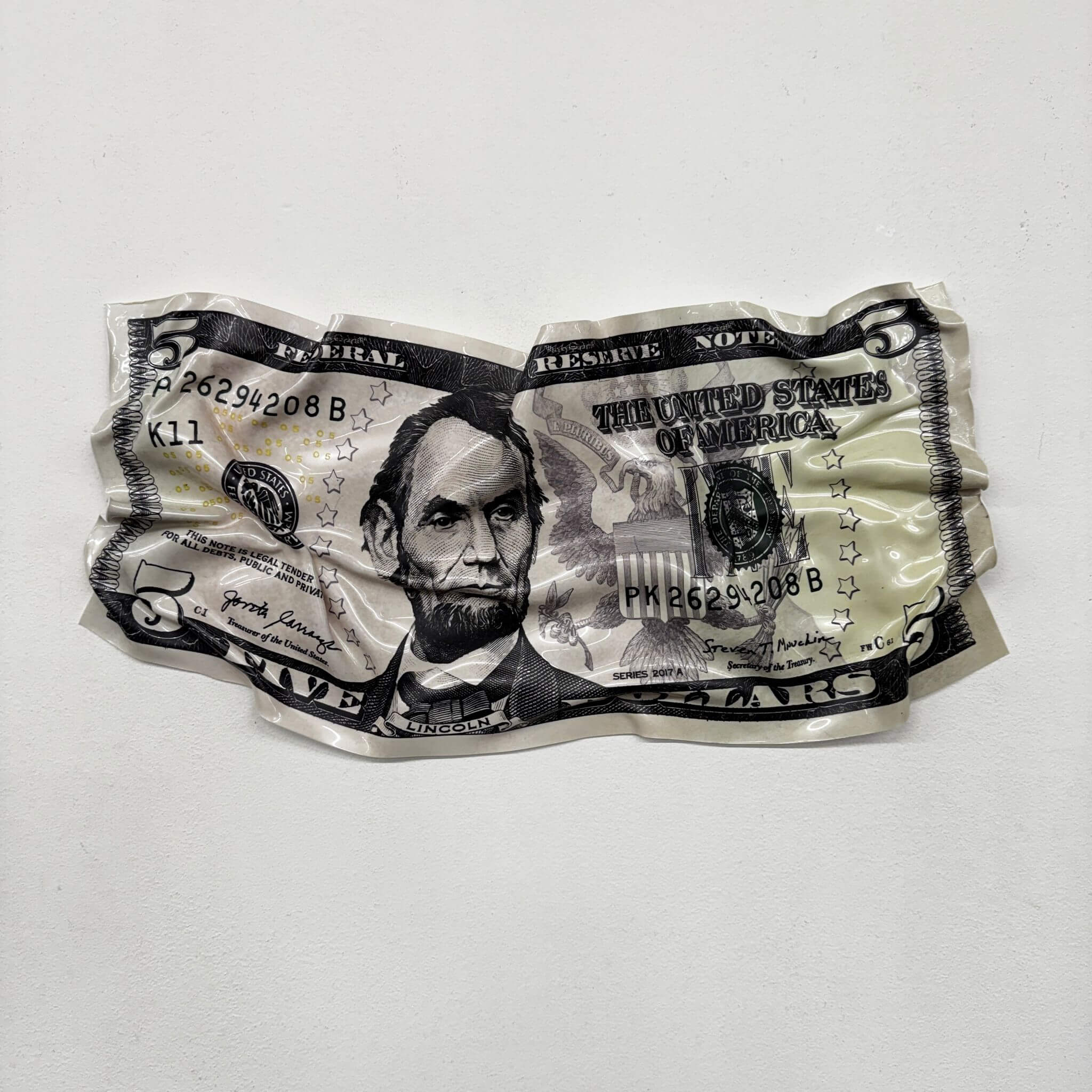 Cuadro arrugado - Billete de 5 dólares
