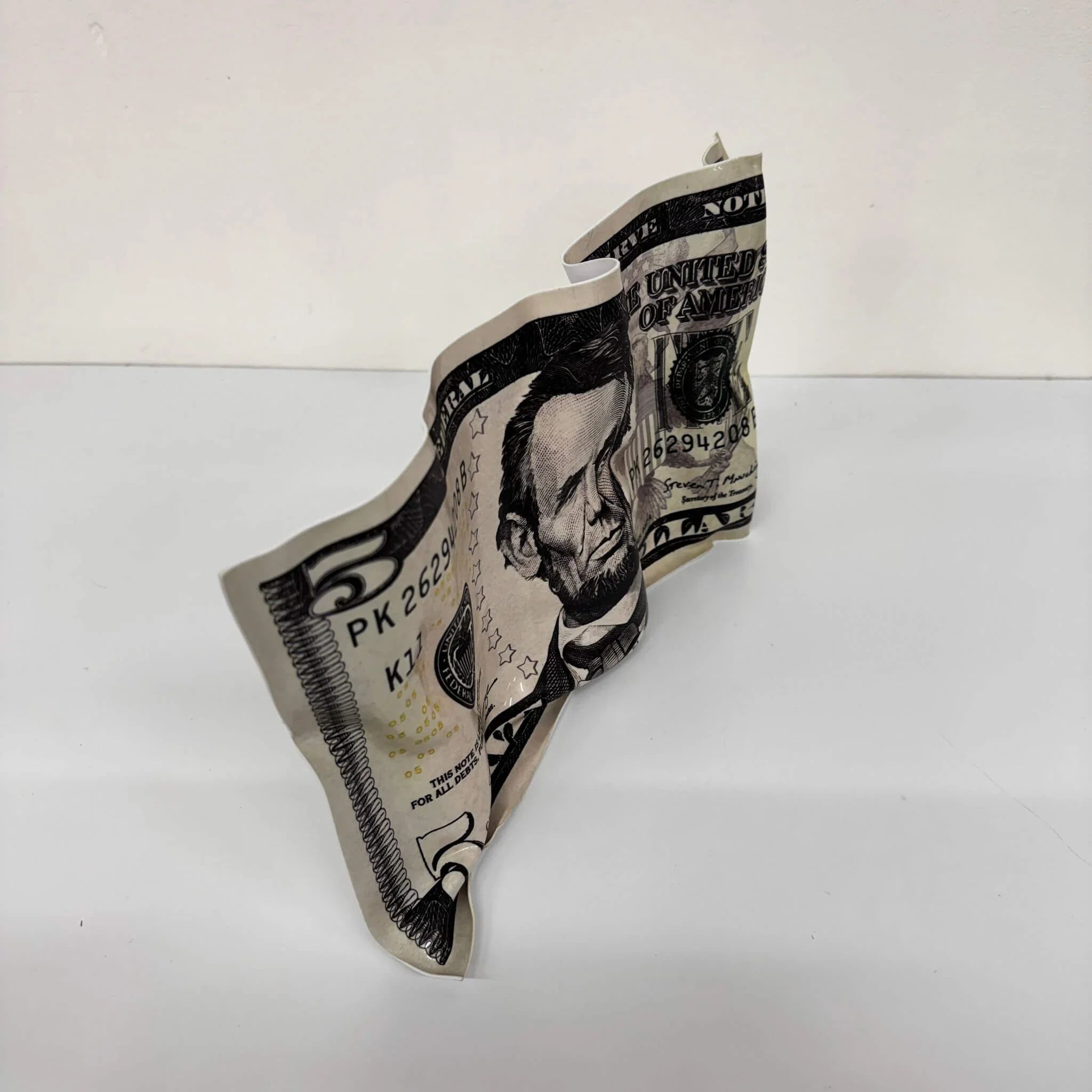 Tableau froissé – Billet 5 Dollars Abraham Lincoln