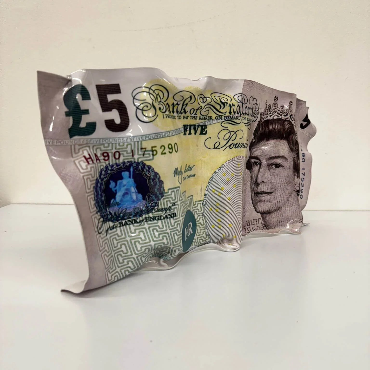 Tableau froissé – Billet 5 Livres Reine Elizabeth II
