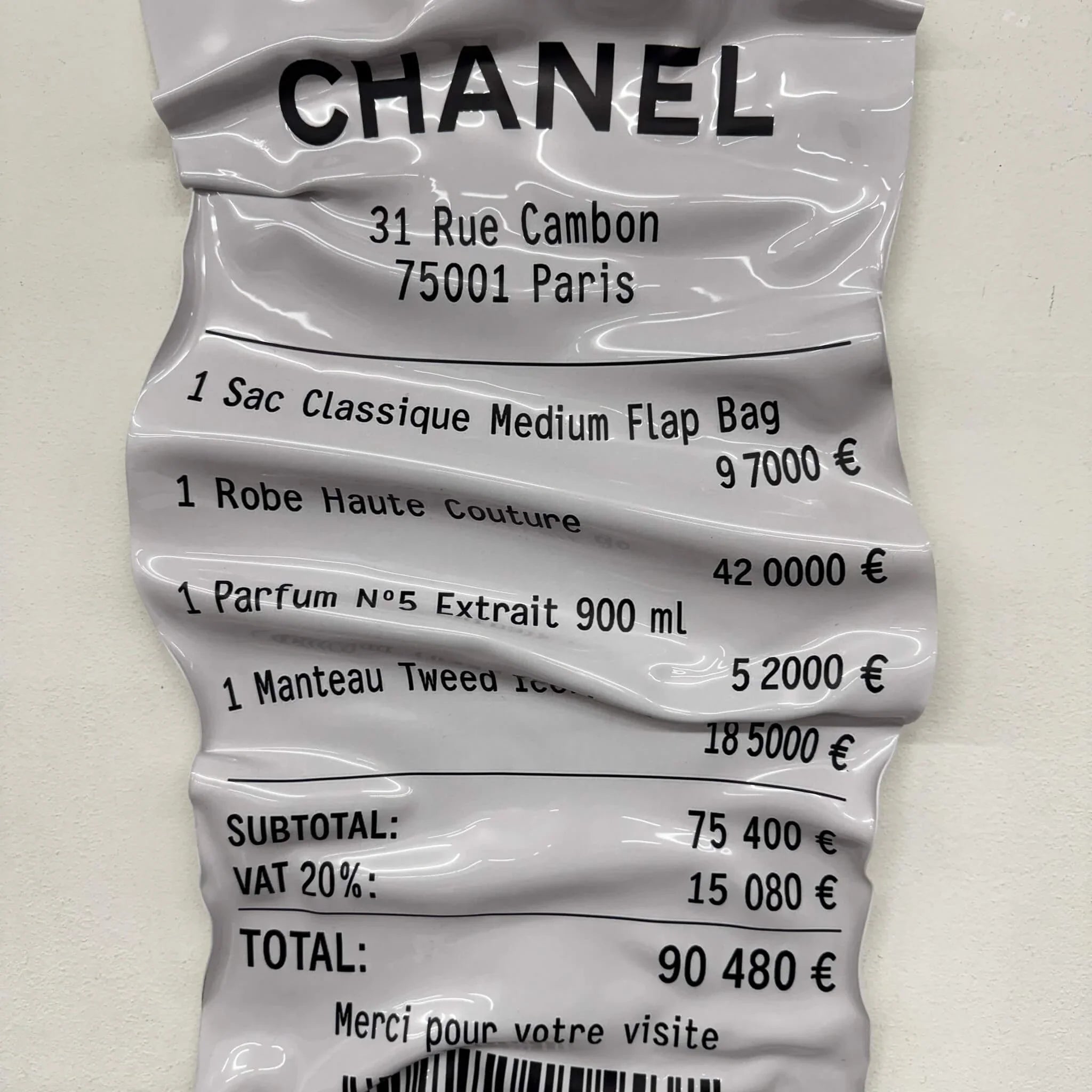 Zerknittertes Tableau - Ticket "Chanel"