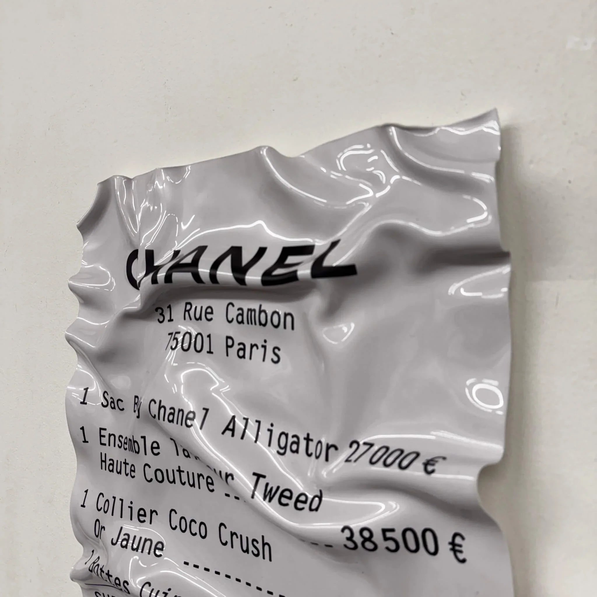 Tableau Déco Chanel Ticket Rue Cambon - Tableau froissé