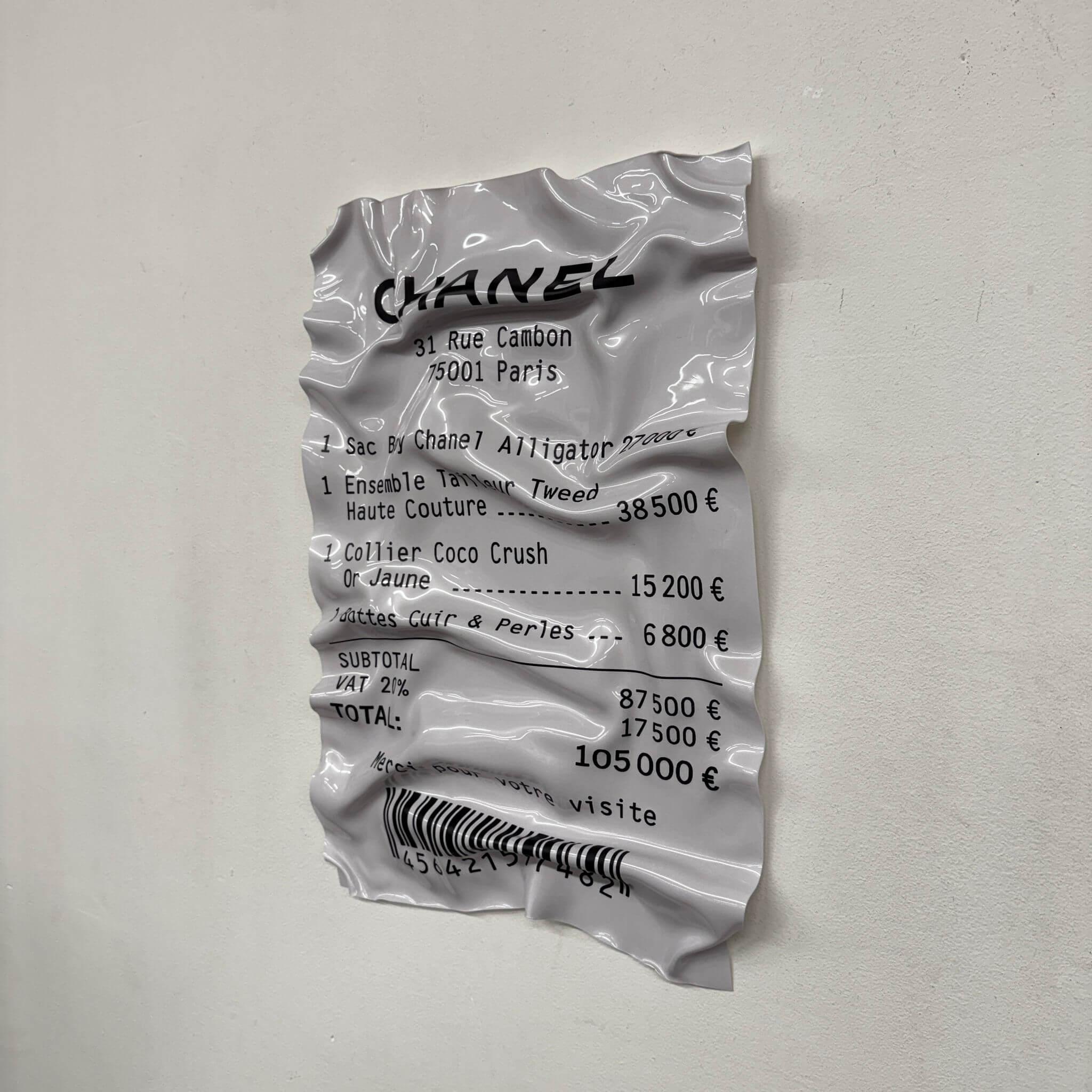 Tableau Déco Chanel Ticket Rue Cambon - Tableau froissé