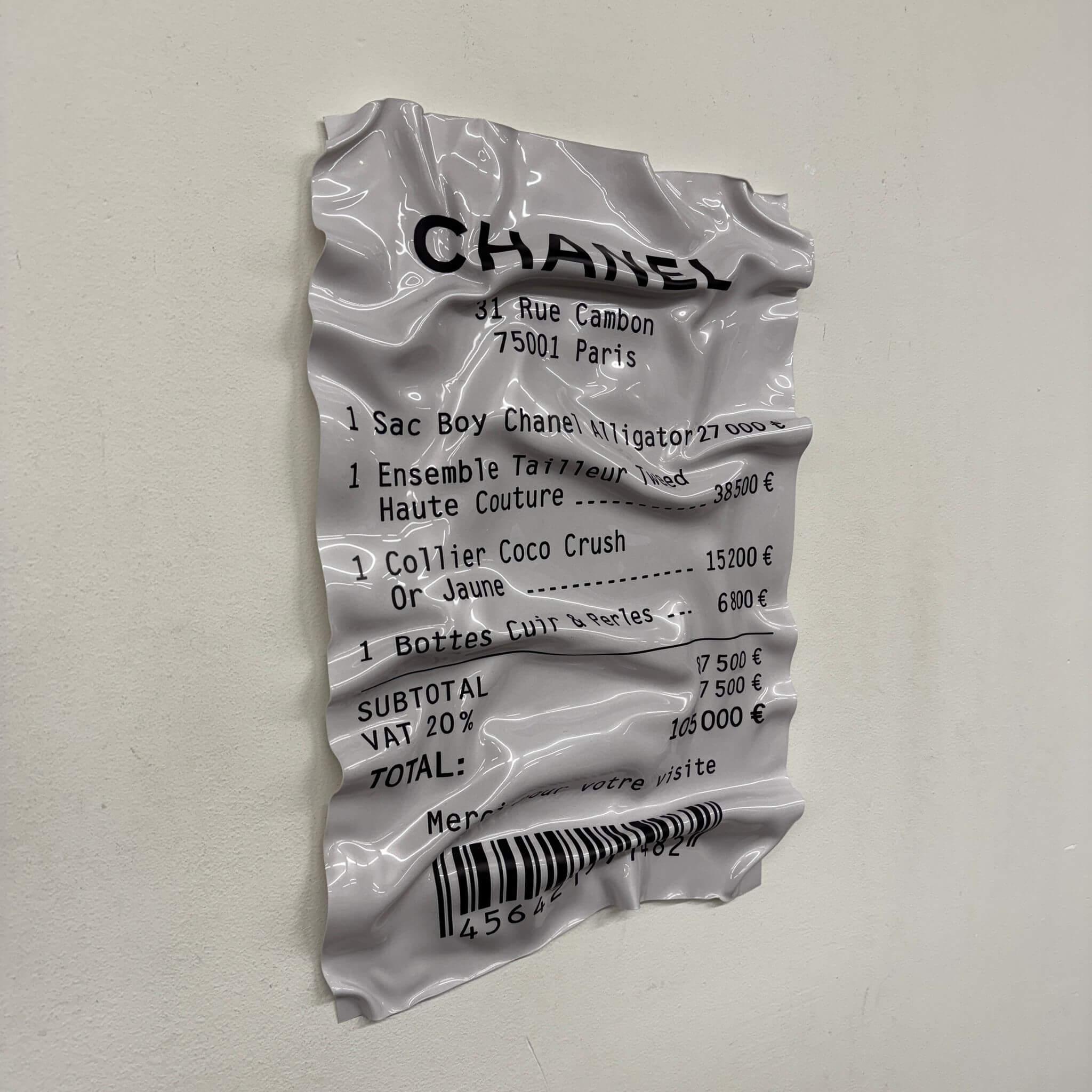Tableau Déco Chanel Ticket Rue Cambon - Tableau froissé