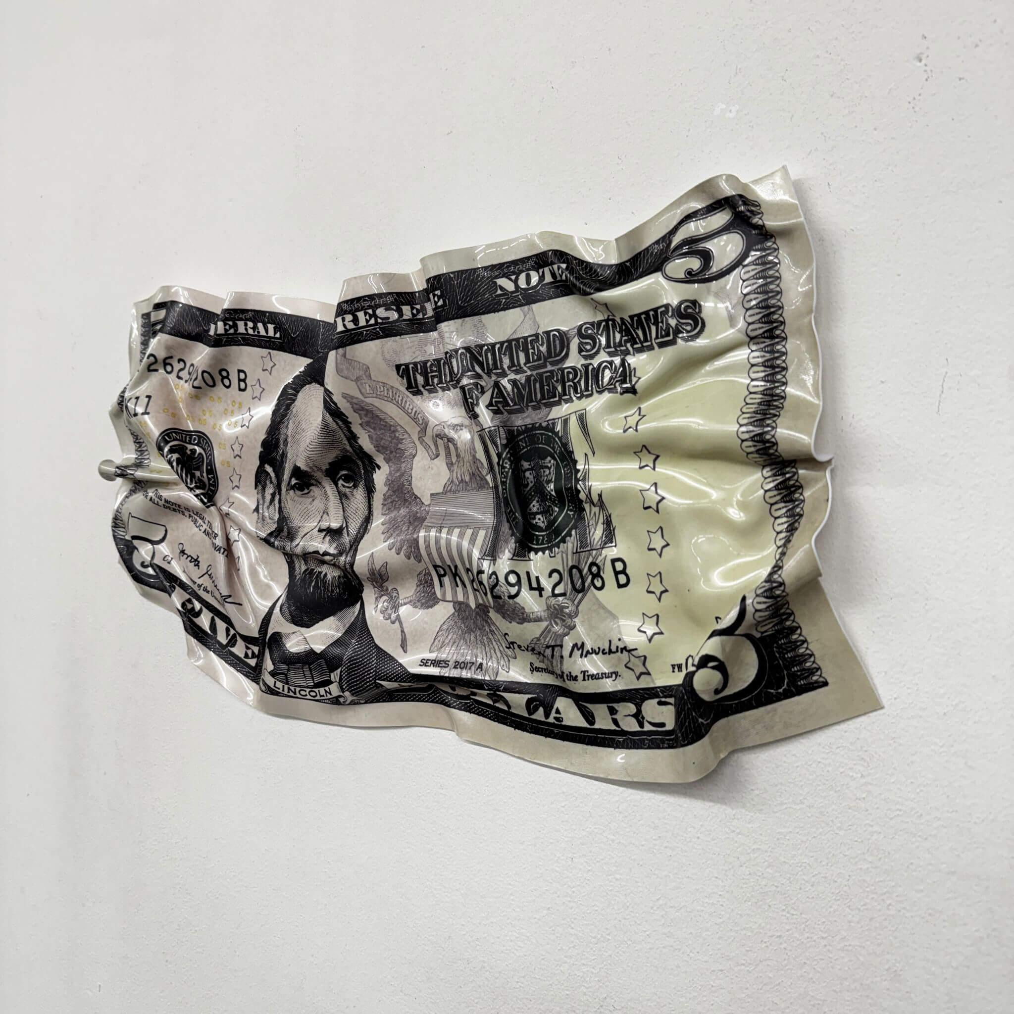 Zerknittertes Gemälde - 5-Dollar-Schein