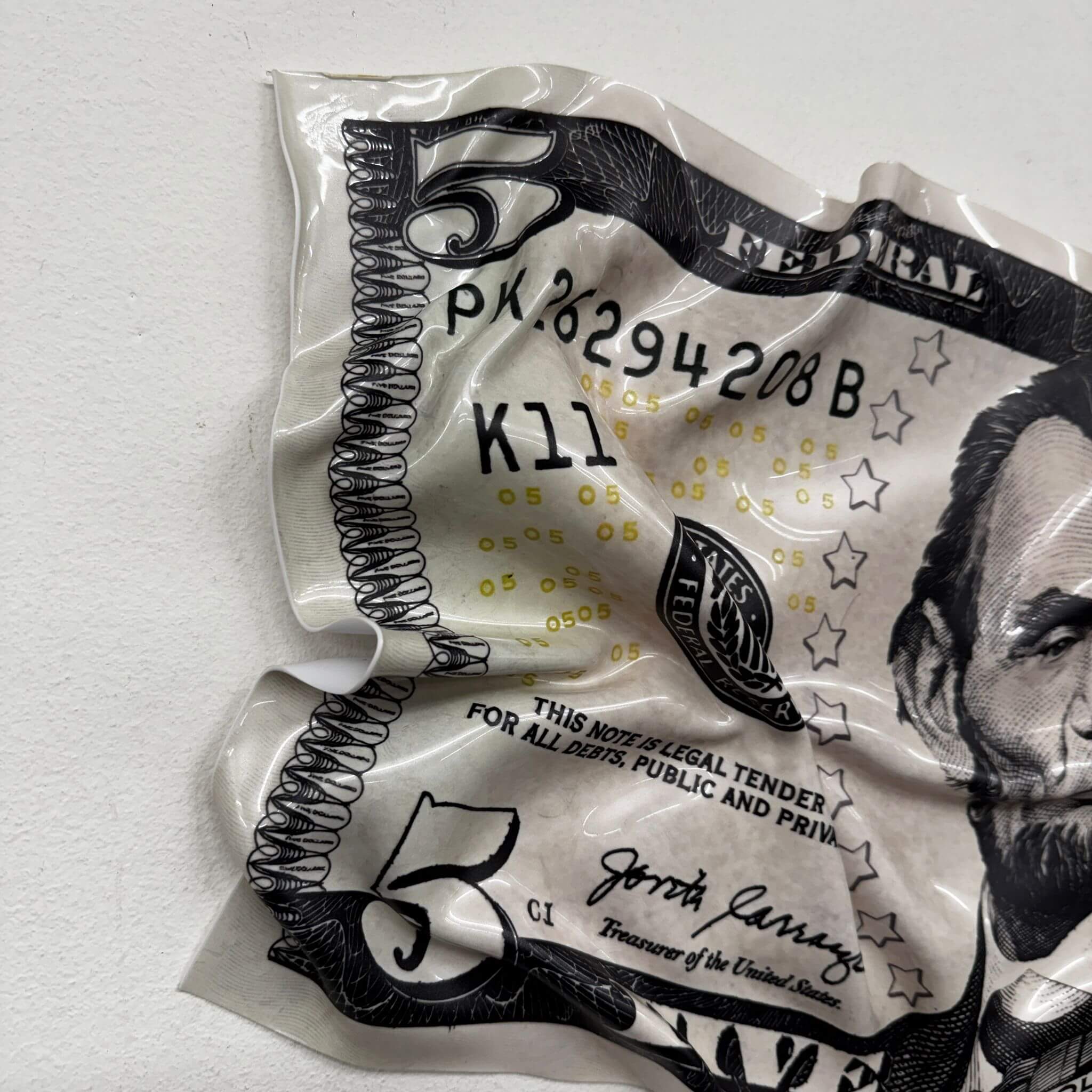 Cuadro arrugado - Billete de 5 dólares