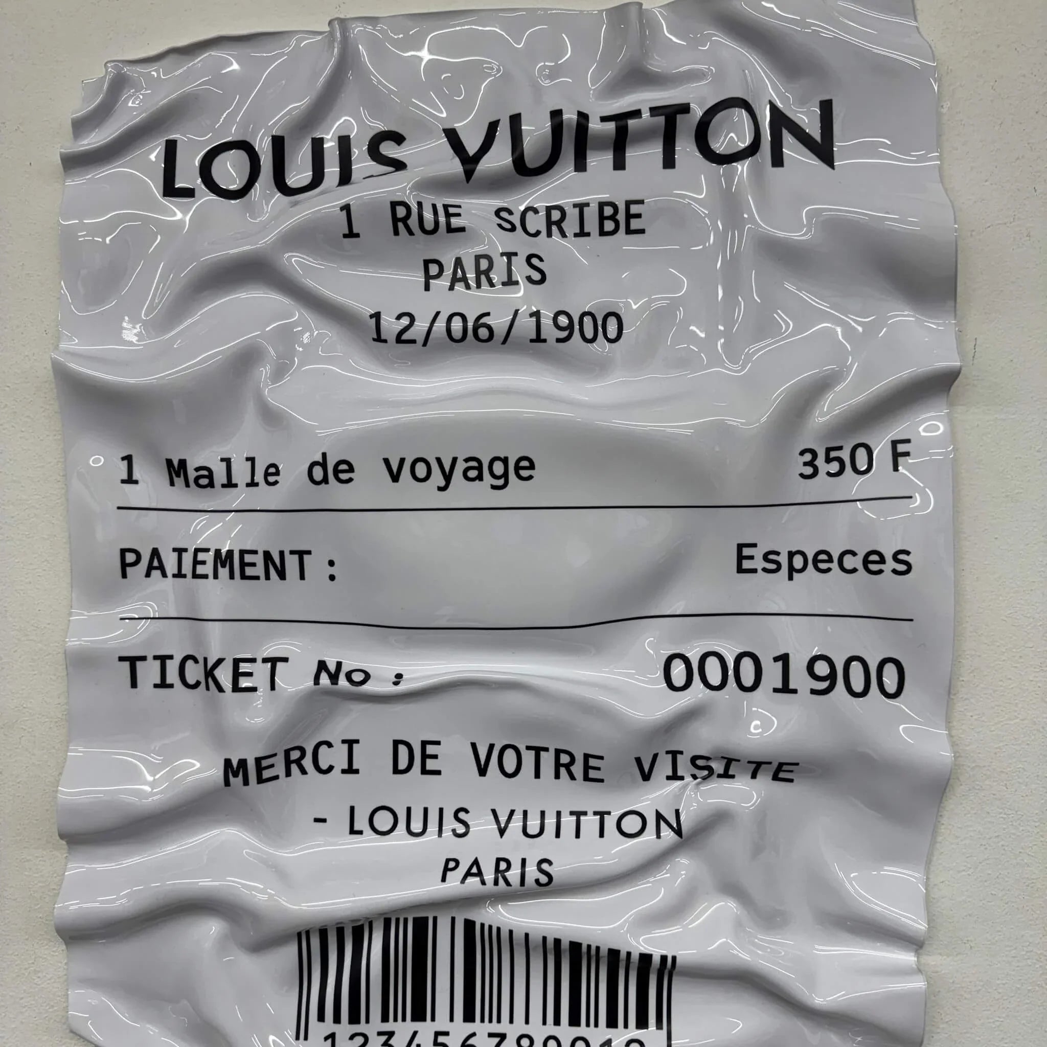 Tableau Déco Ticket Louis Vuitton 1900 - Tableau froissé
